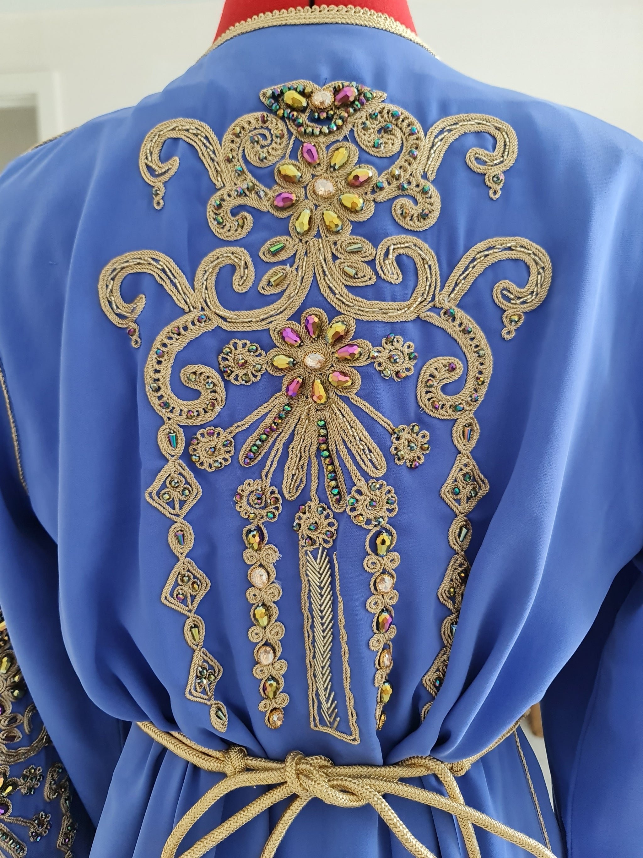 Blue and Gold embroidered Takchita Kaftan