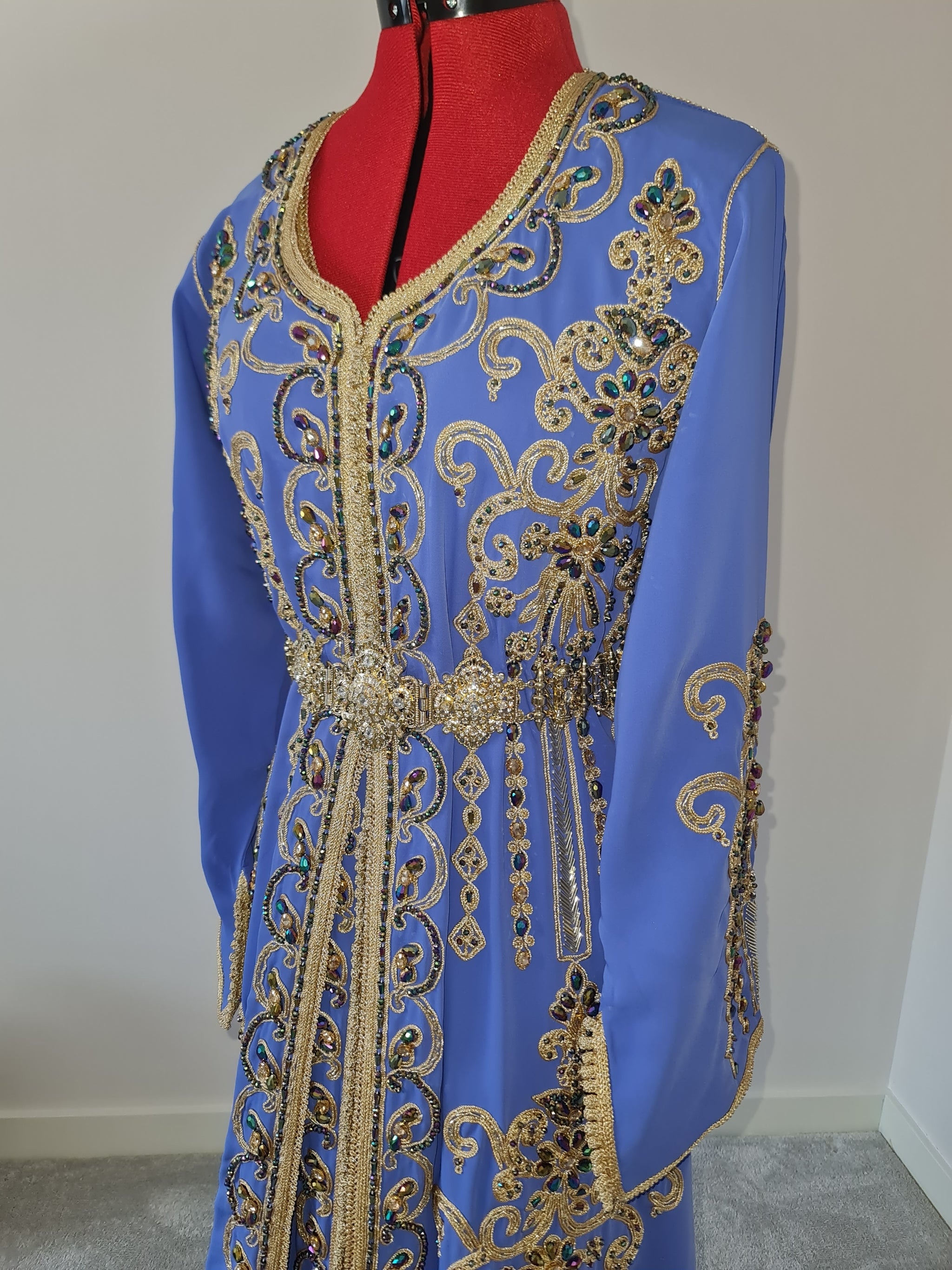 Blue and Gold embroidered Takchita Kaftan