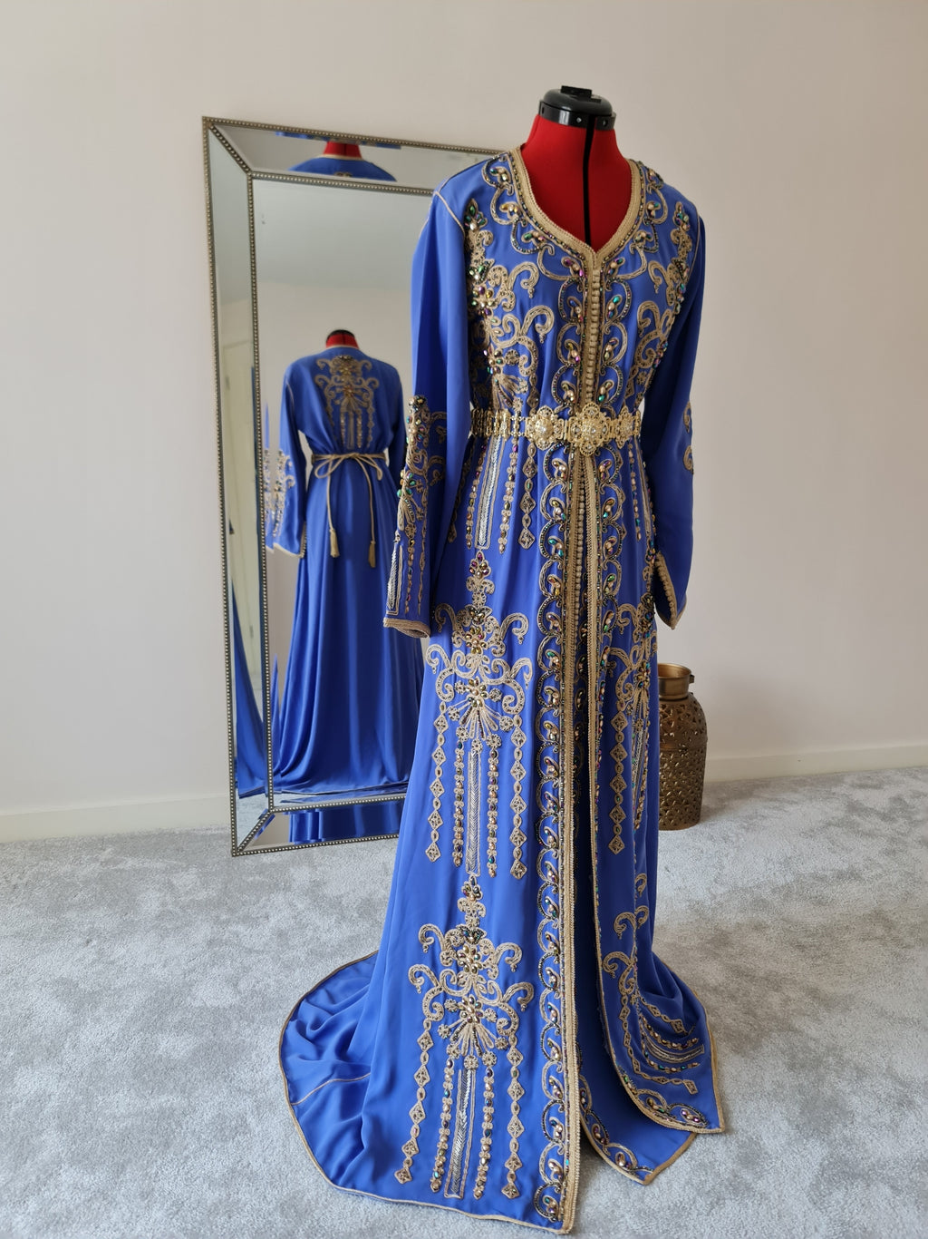 Blue and Gold embroidered Takchita Kaftan