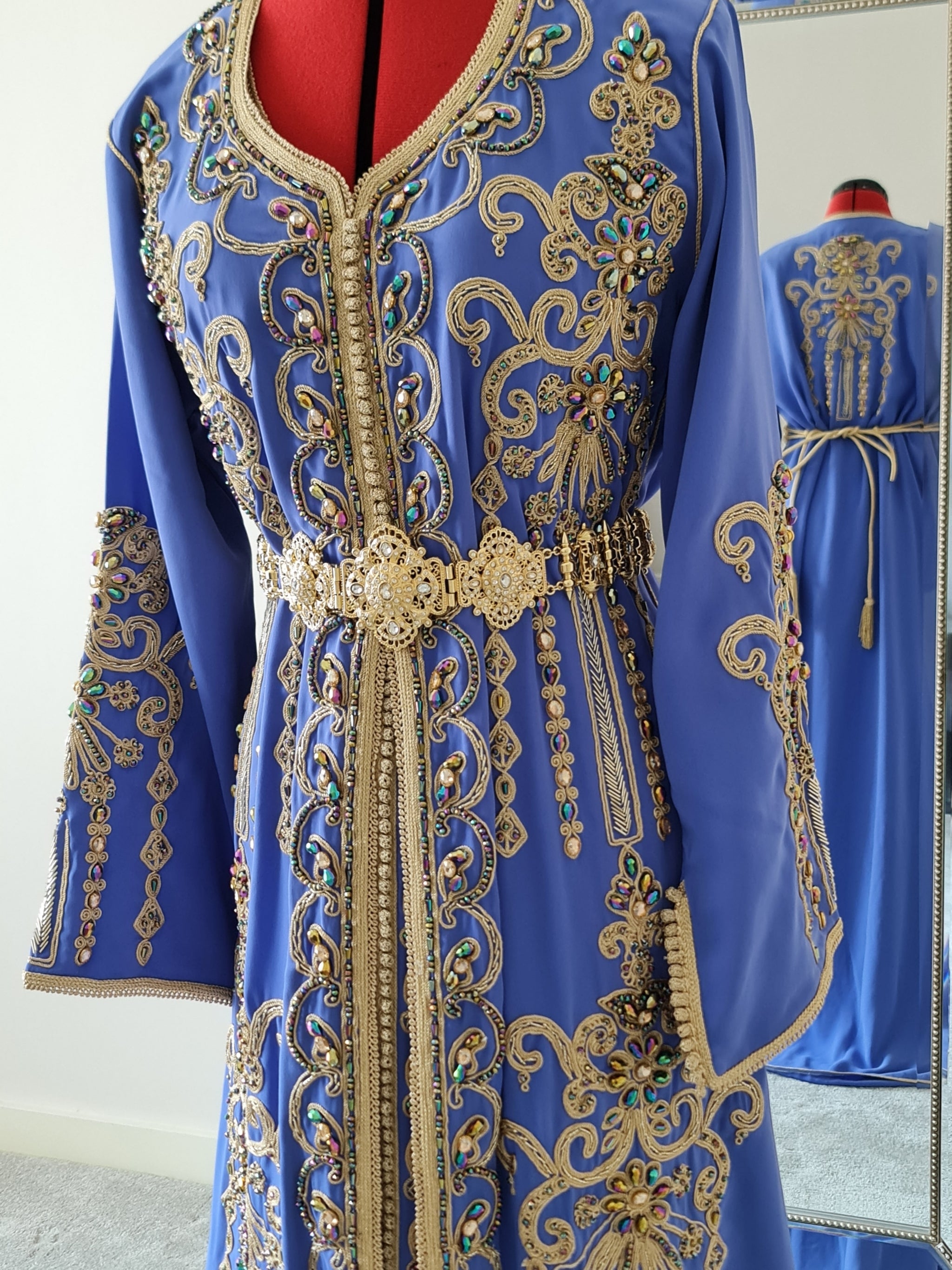 Blue and Gold embroidered Takchita Kaftan