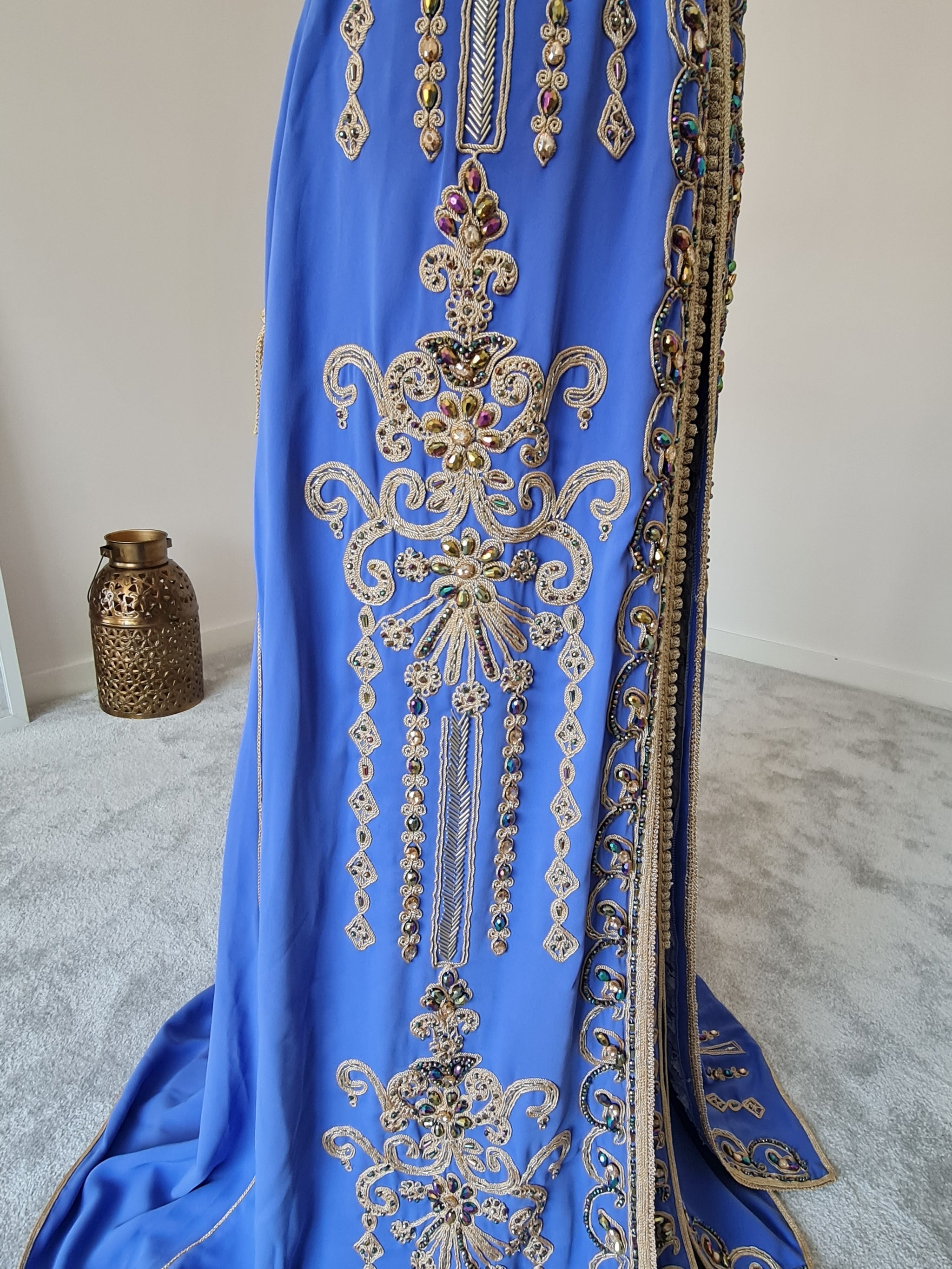 Blue and Gold embroidered Takchita Kaftan