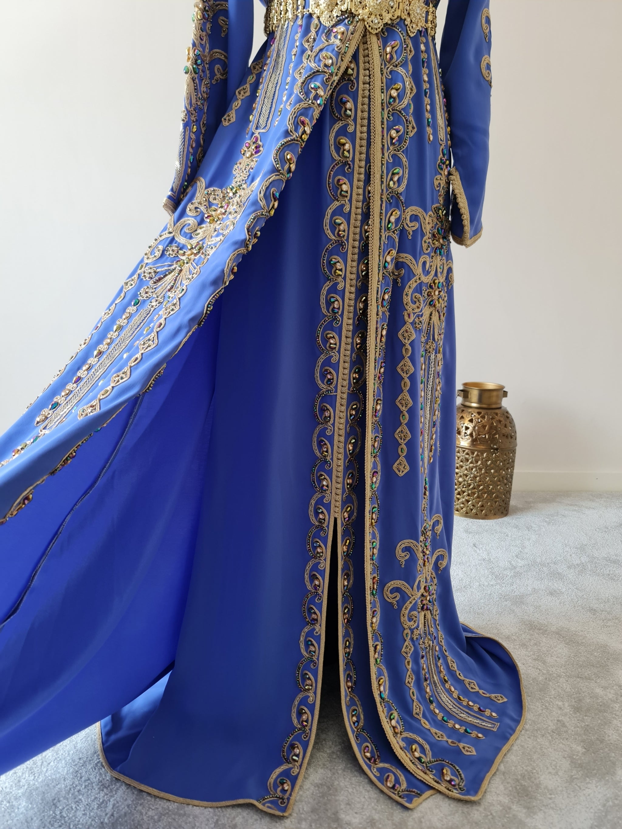 Blue and Gold embroidered Takchita Kaftan
