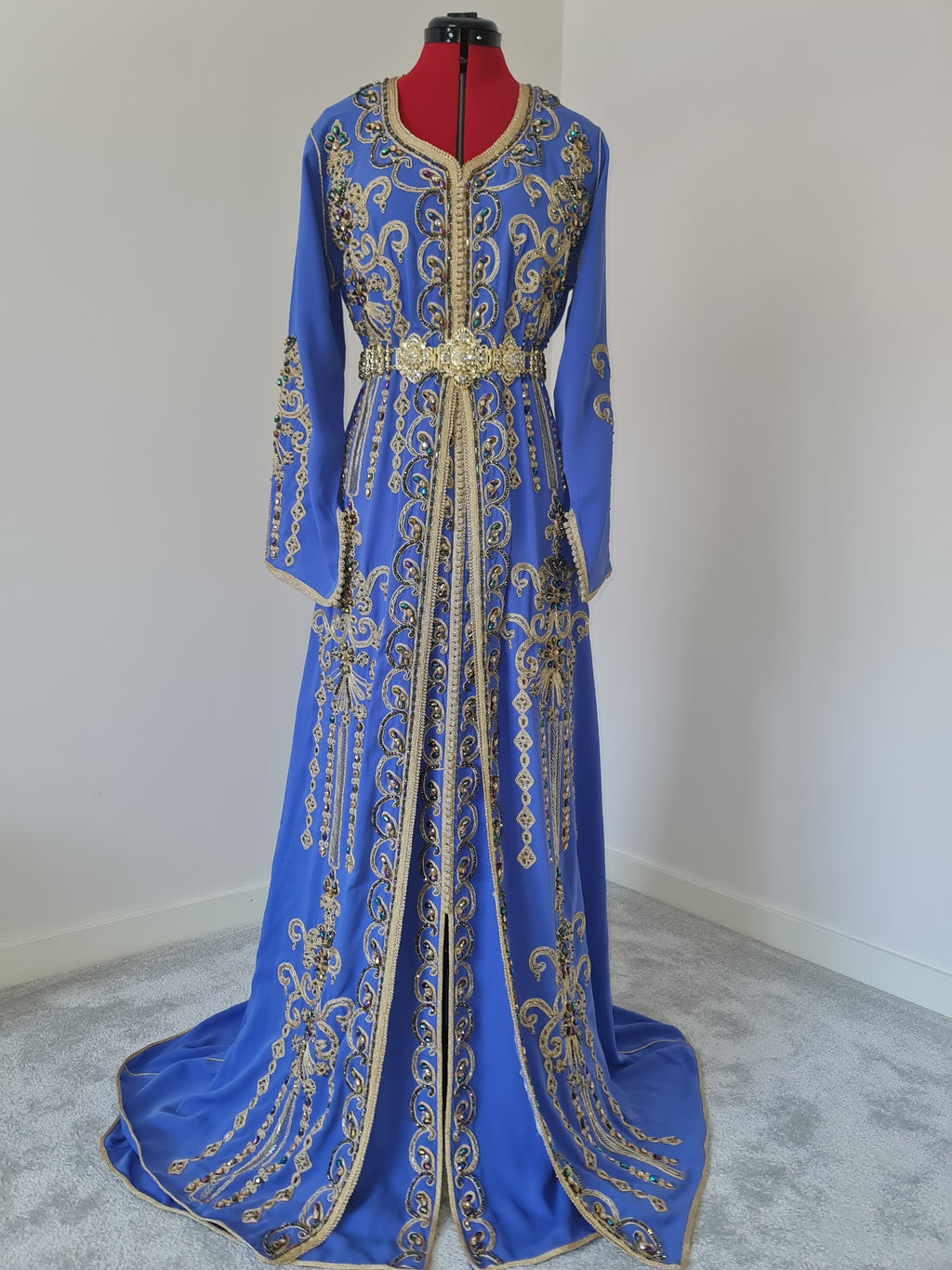 Blue and Gold embroidered Takchita Kaftan