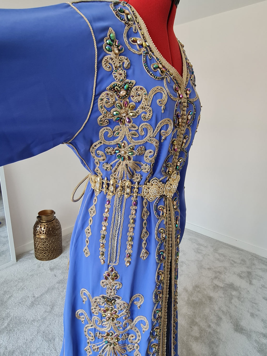 Blue and Gold embroidered Takchita Kaftan