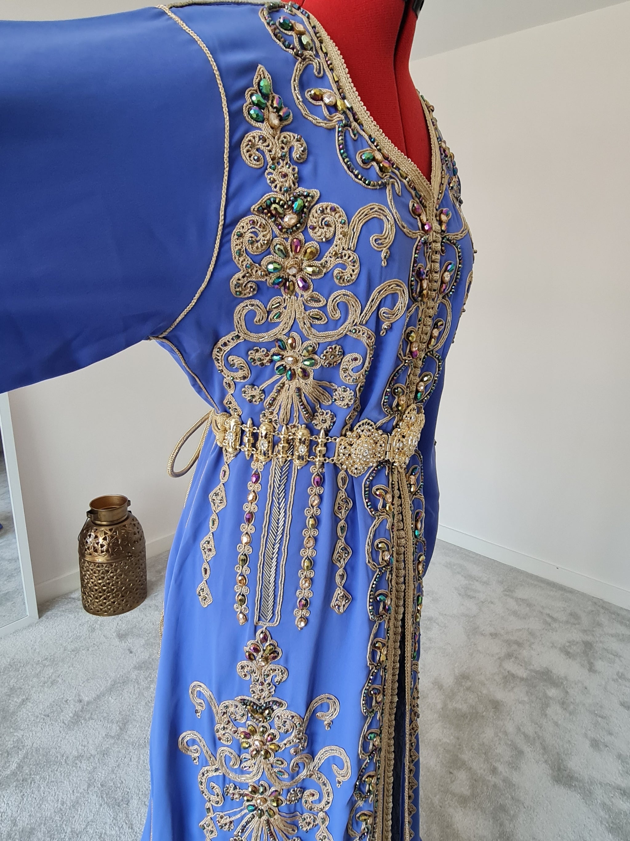 Blue and Gold embroidered Takchita Kaftan