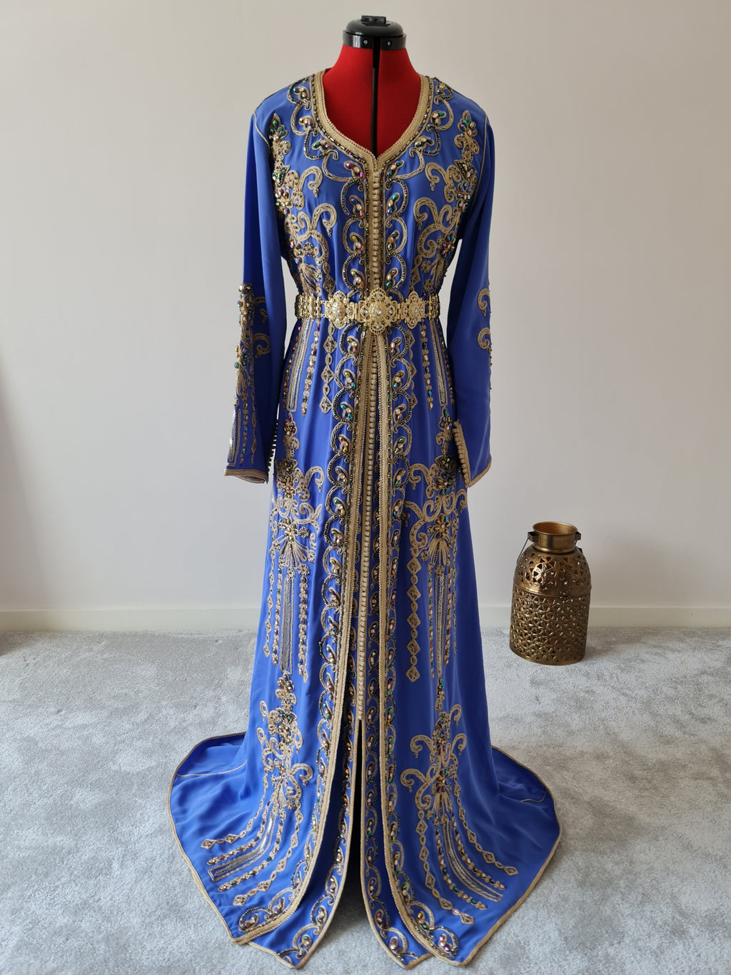Blue and Gold embroidered Takchita Kaftan