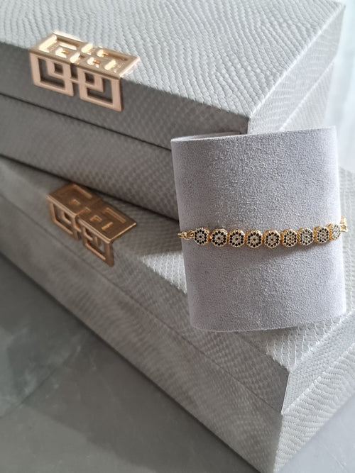 Black floral colour Gold finish adjustable bracelet