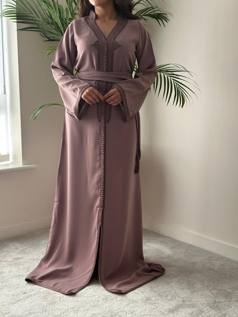 Rose Gold kaftan with matching crystals and embroidery
