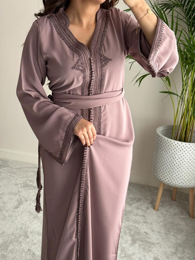 Rose Gold kaftan with matching crystals and embroidery