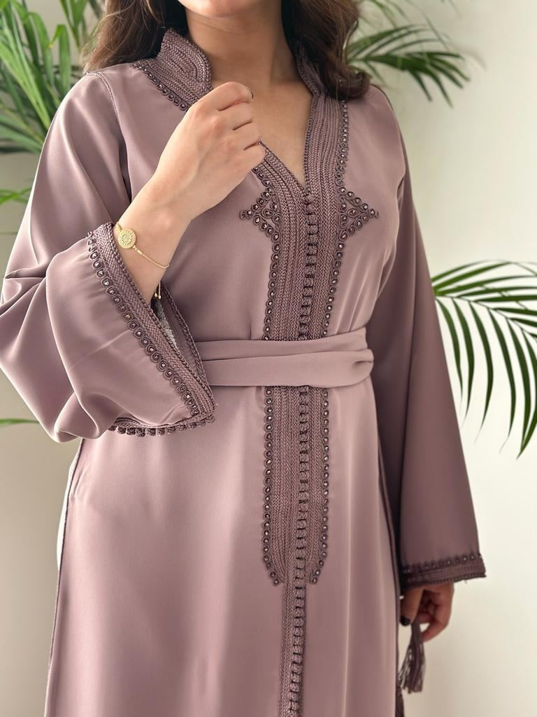 Rose Gold kaftan with matching crystals and embroidery