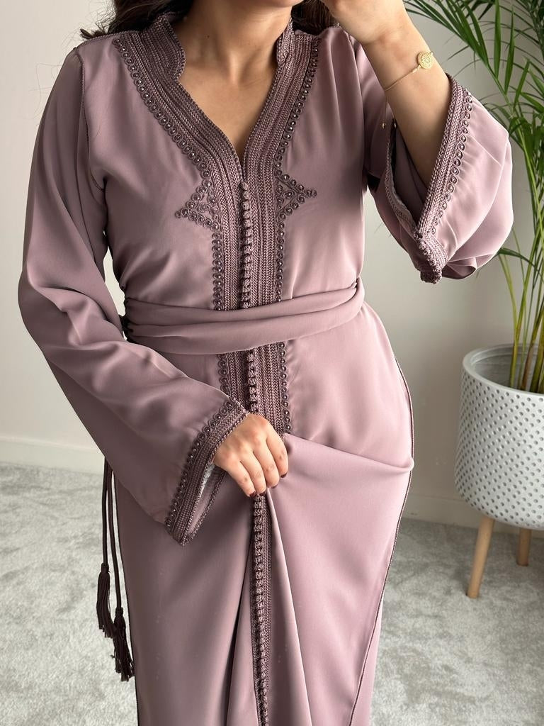 Rose Gold kaftan with matching crystals and embroidery