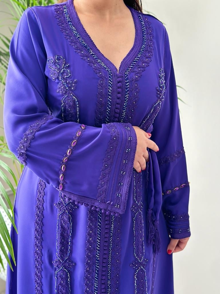 Violet Lily kaftan with matching crystals and embroidery