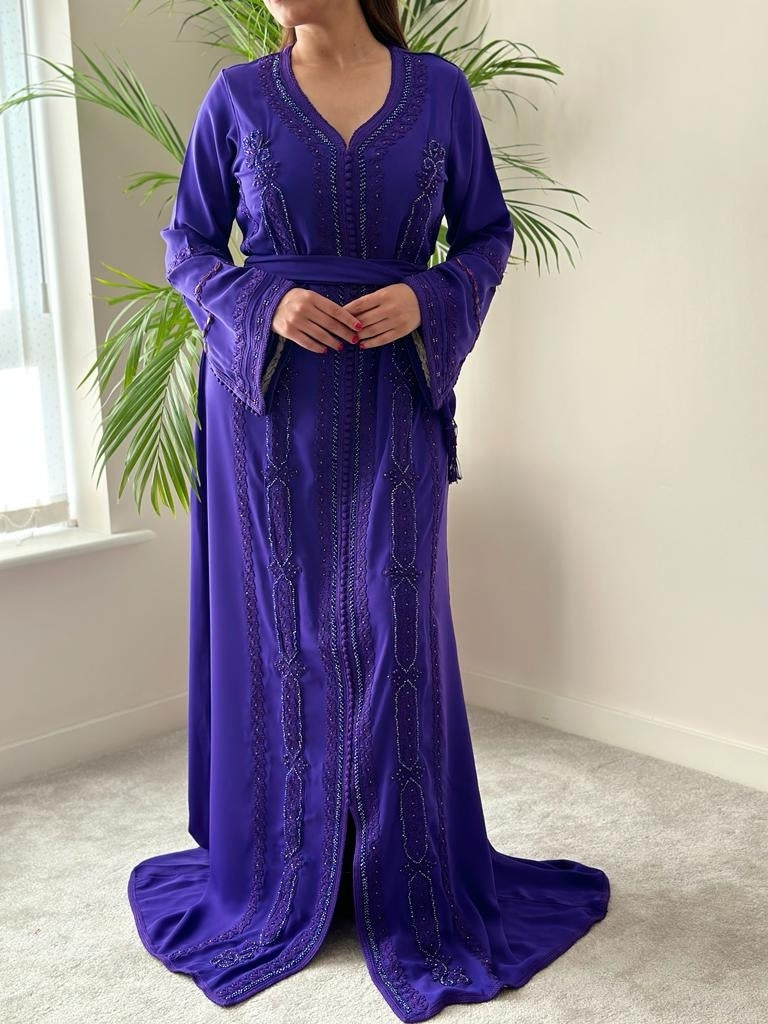 Violet Lily kaftan with matching crystals and embroidery