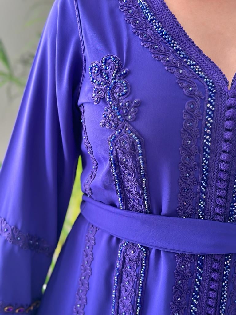 Violet Lily kaftan with matching crystals and embroidery