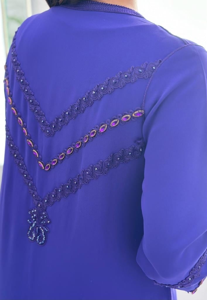 Violet Lily kaftan with matching crystals and embroidery