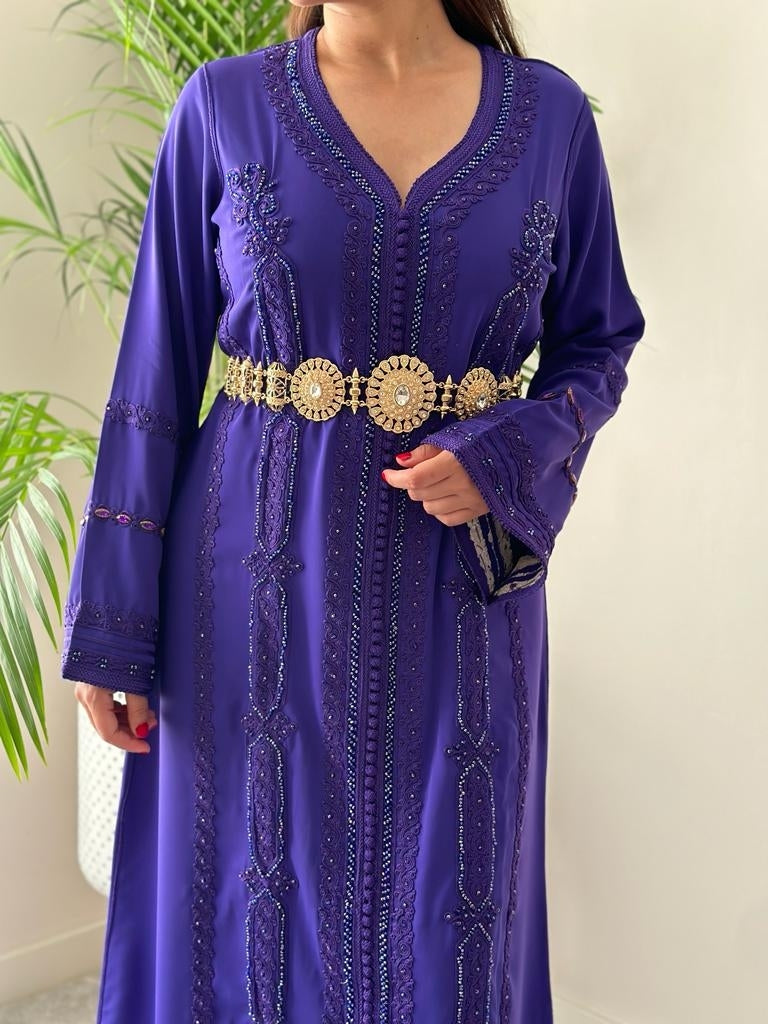 Violet Lily kaftan with matching crystals and embroidery