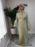 Kaftan EL Hiba In Tea Colour Premium Quality With Gold Belt