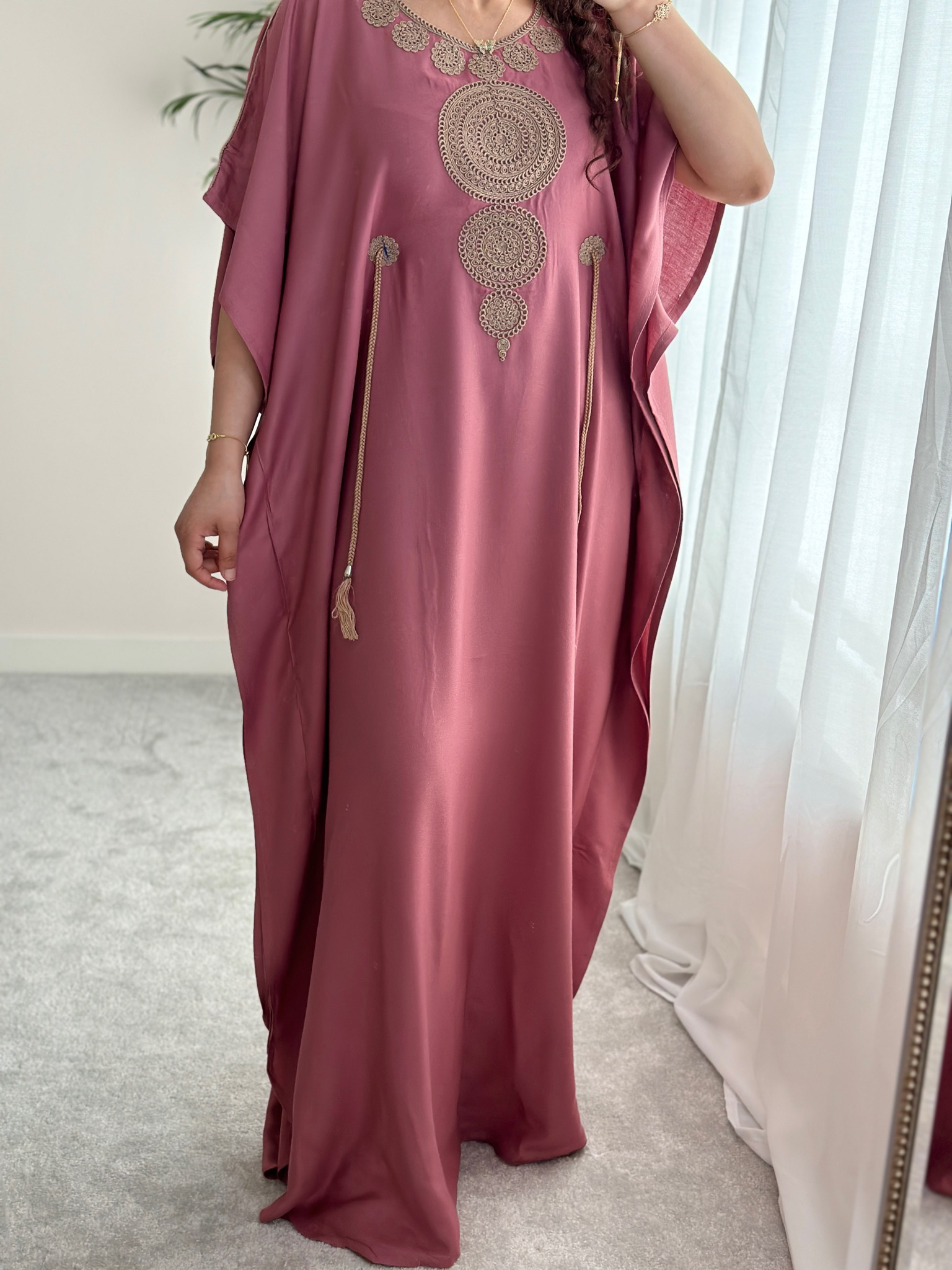 Premium Gandoura in Summer Pink with belt