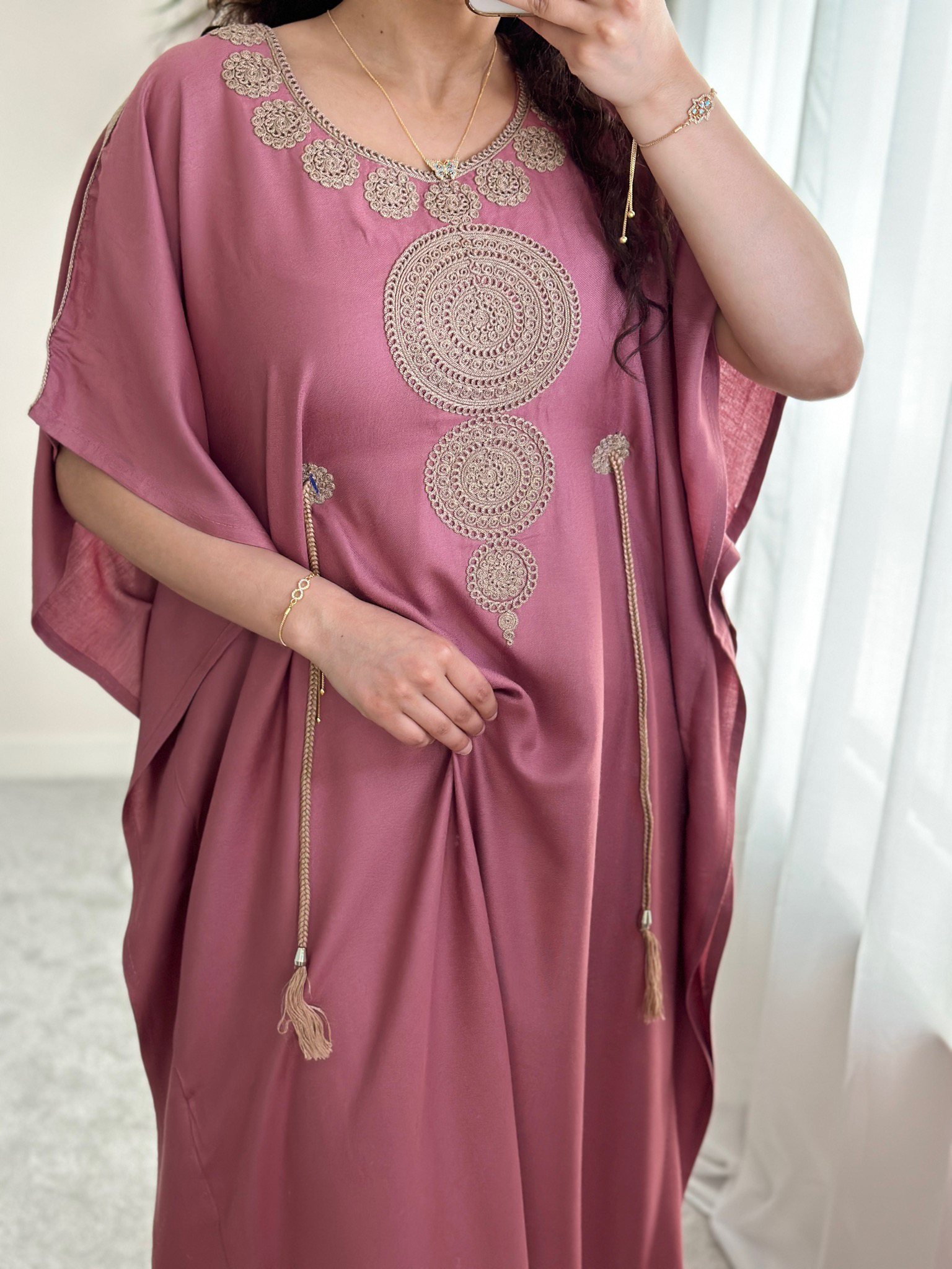 Premium Gandoura in Summer Pink with belt