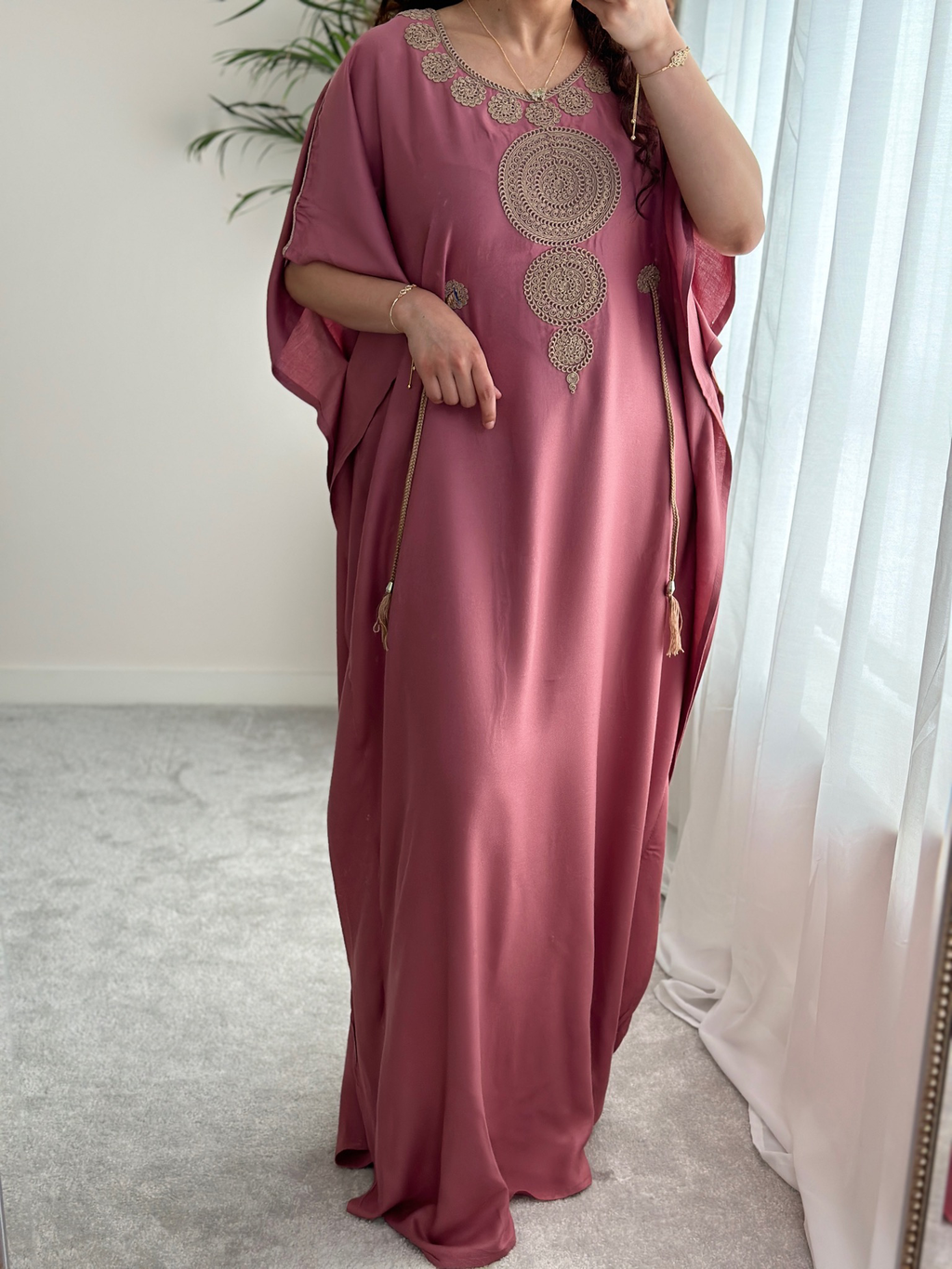 Premium Gandoura in Summer Pink with belt