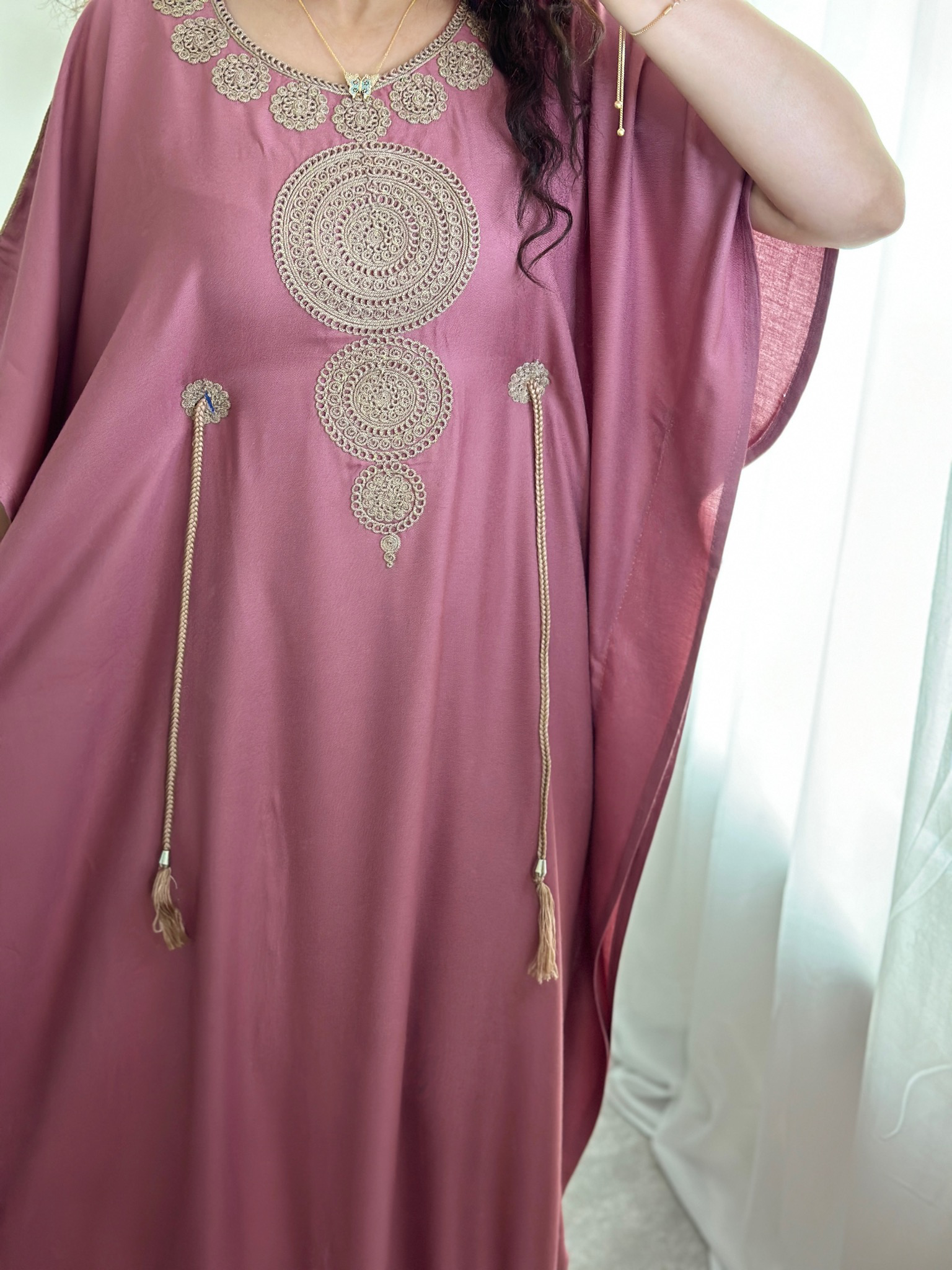 Premium Gandoura in Summer Pink with belt