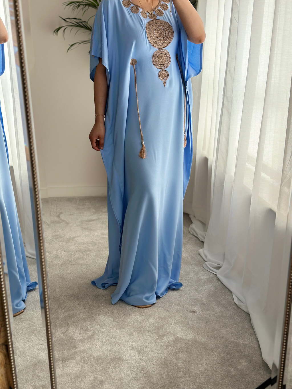 Premium Gandoura in Summer Blue with belt