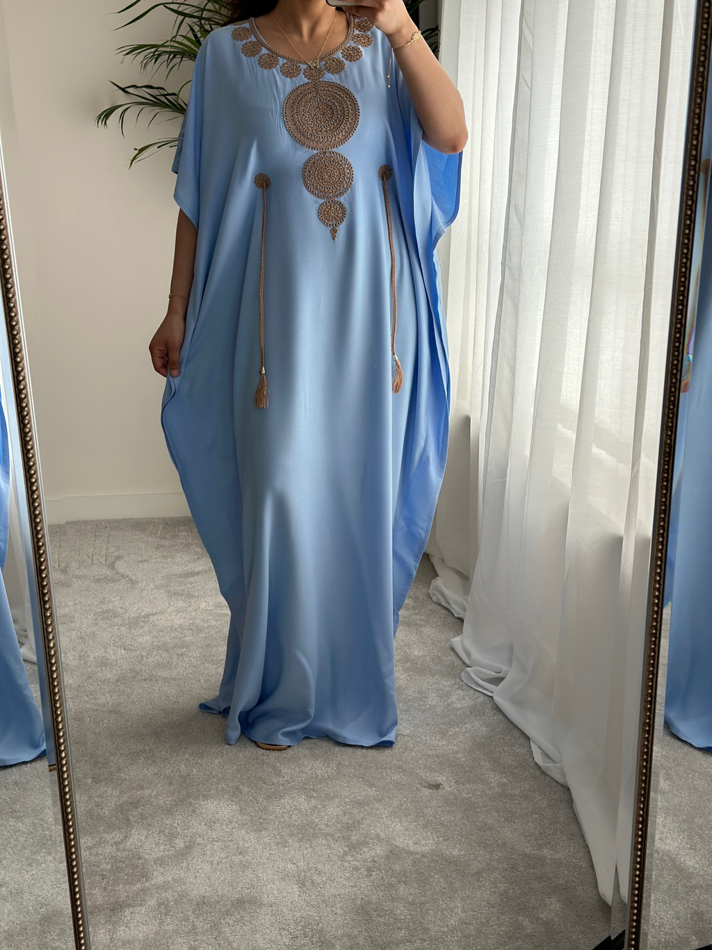 Premium Gandoura in Summer Blue with belt
