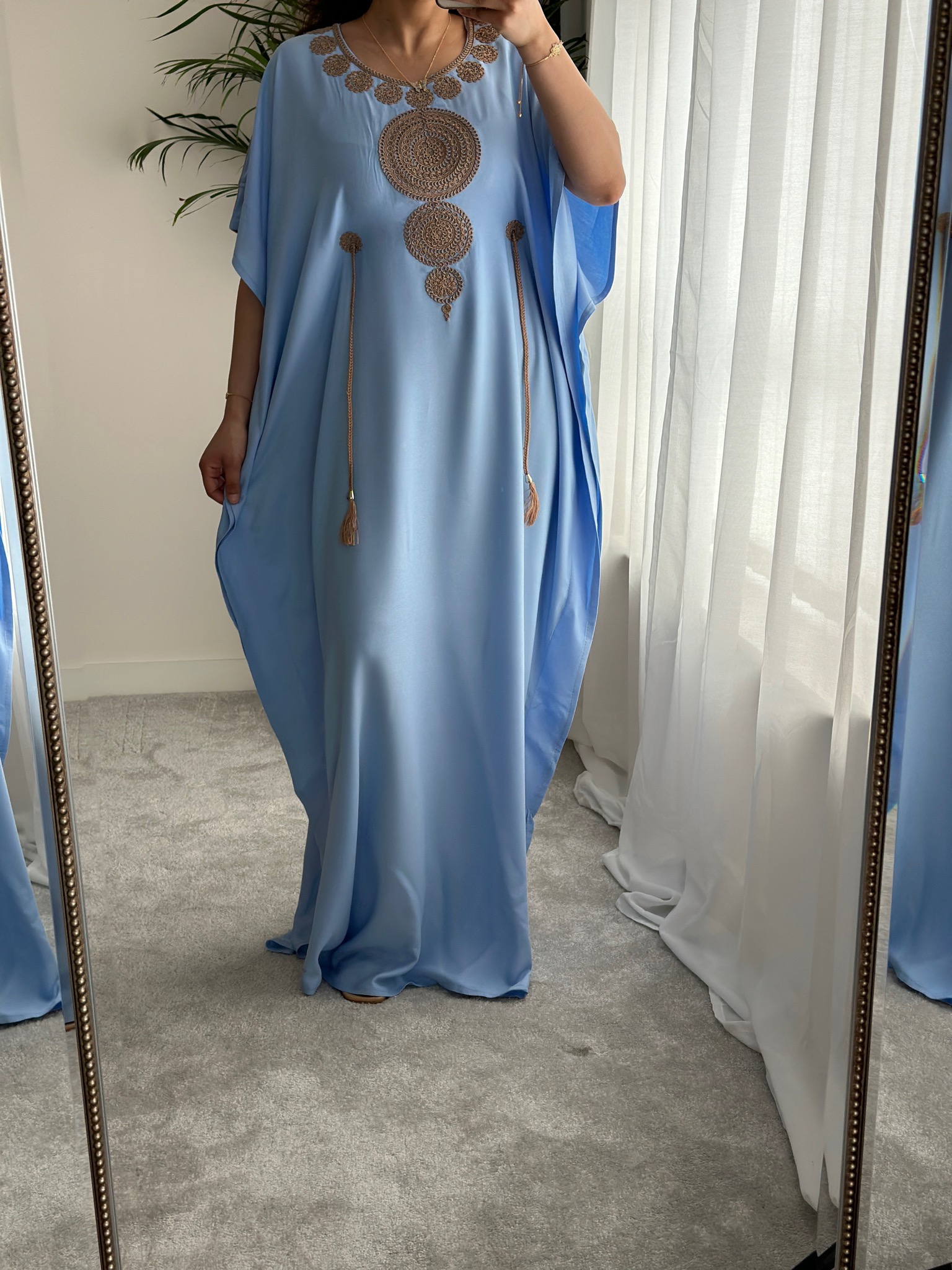 Premium Gandoura in Summer Blue with belt