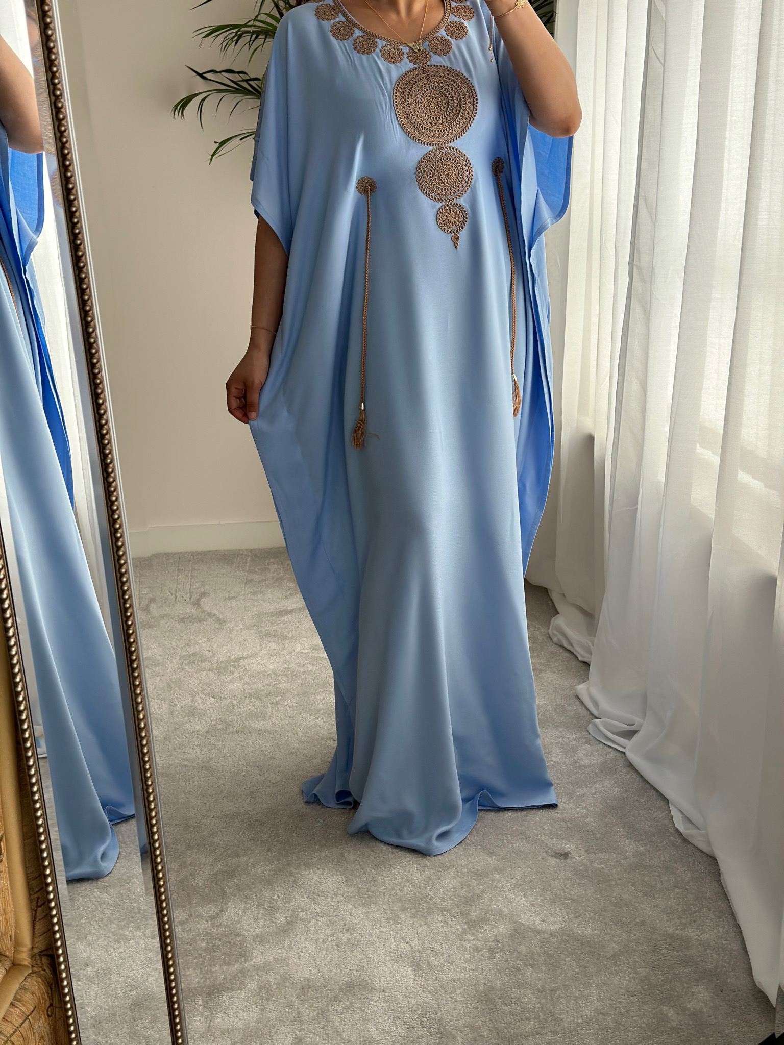 Premium Gandoura in Summer Blue with belt