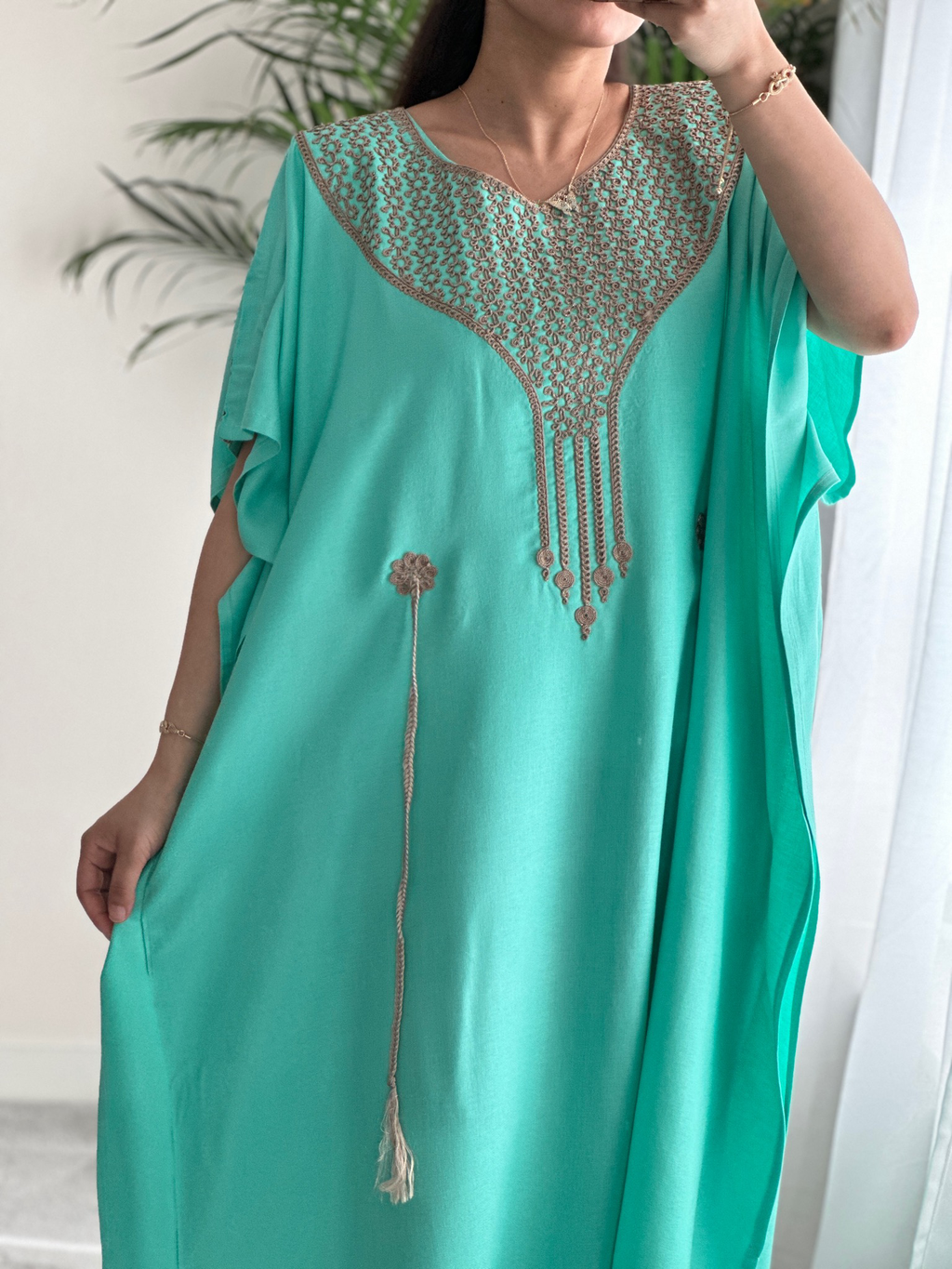 Premium Gandoura in Mint Green With belt
