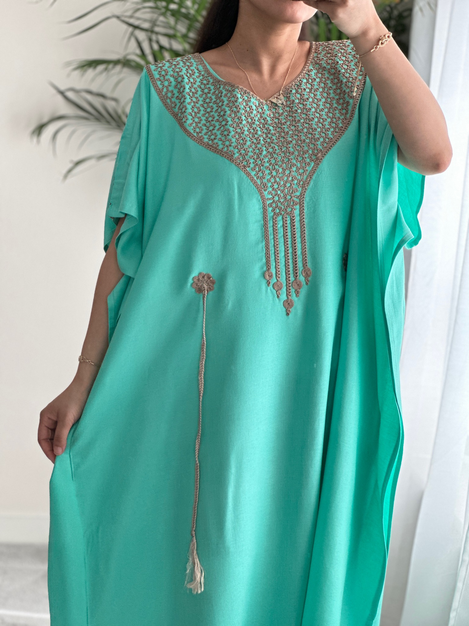 Premium Gandoura in Mint Green With belt