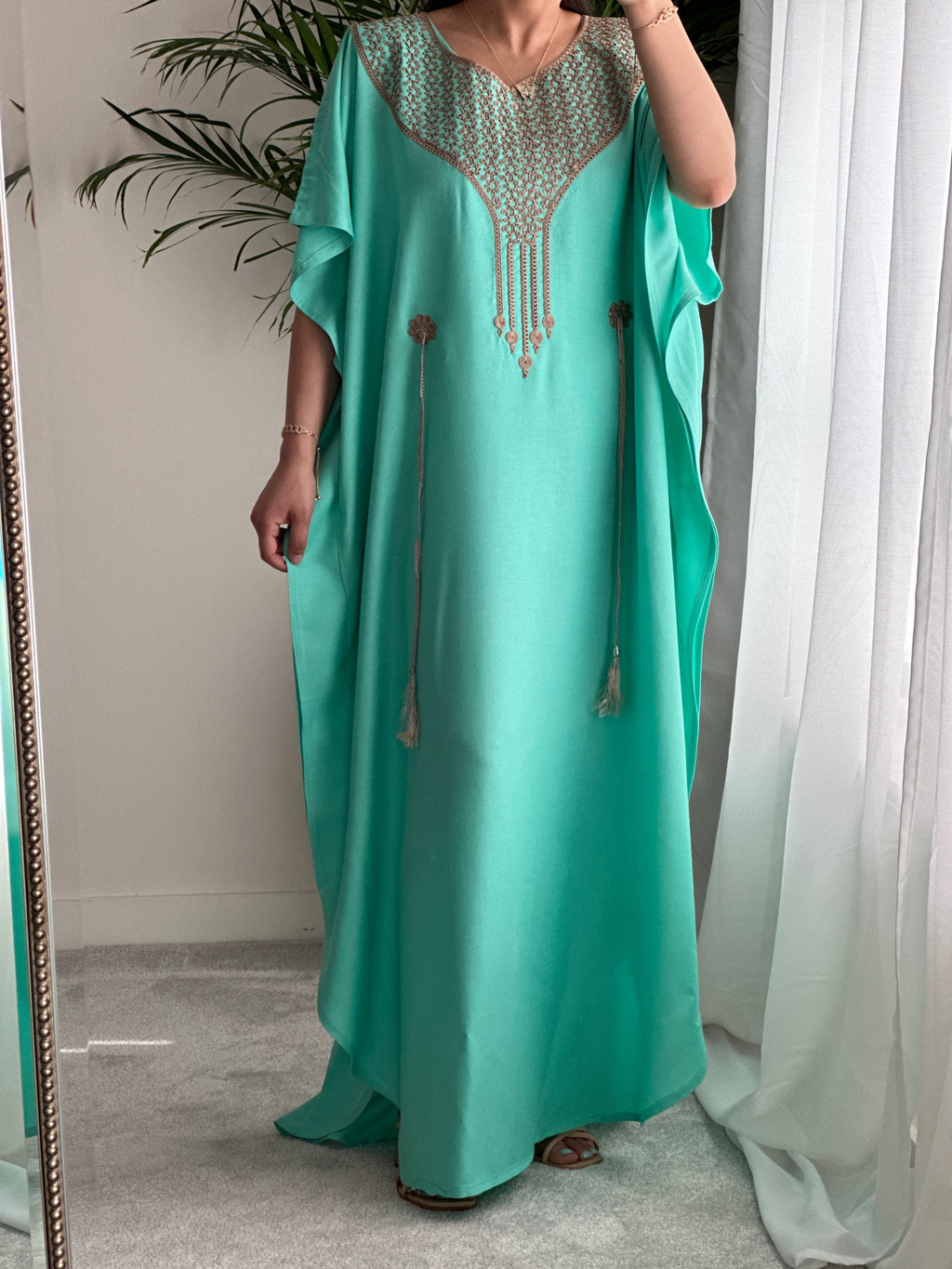 Premium Gandoura in Mint Green With belt