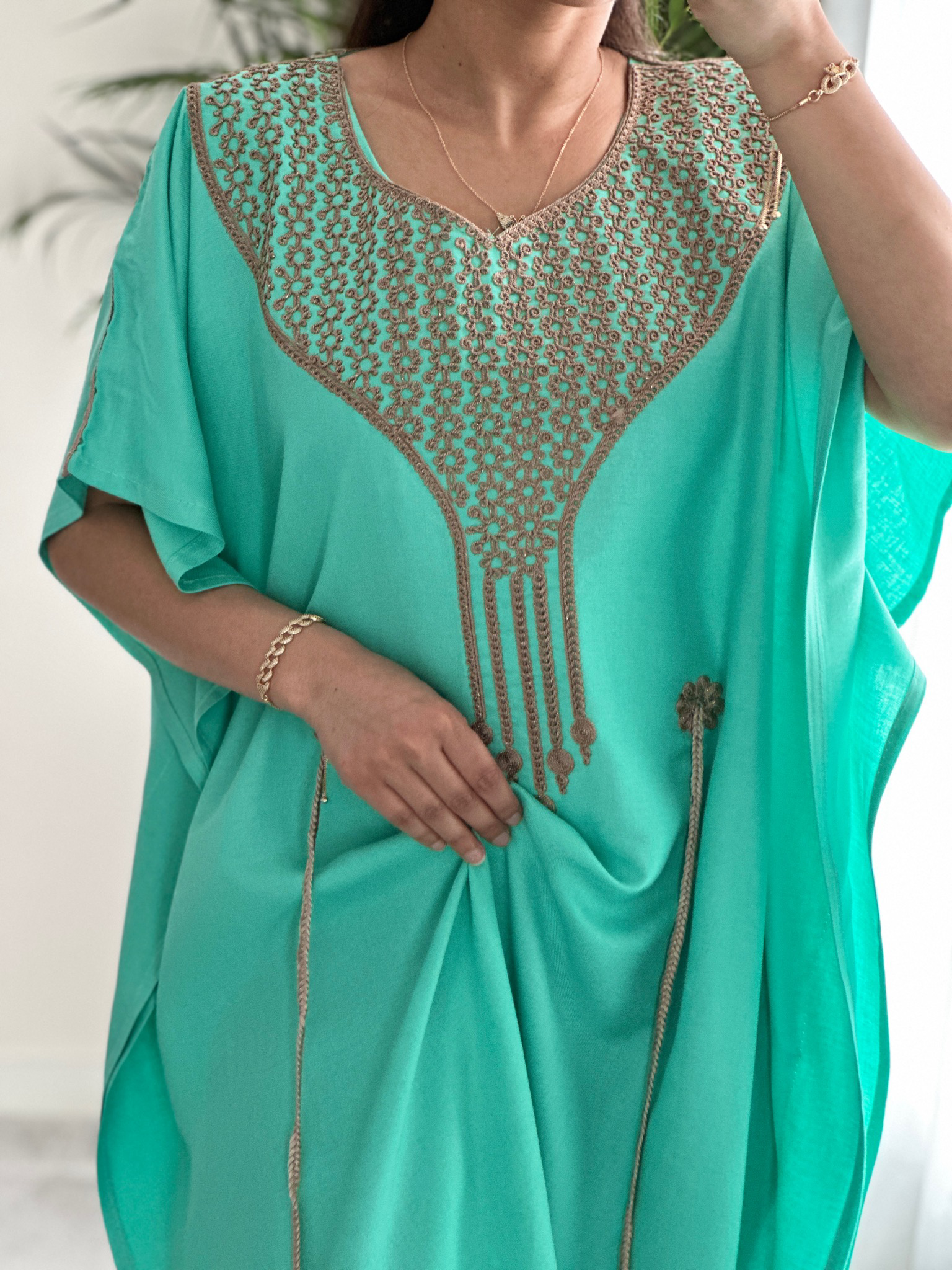 Premium Gandoura in Mint Green With belt