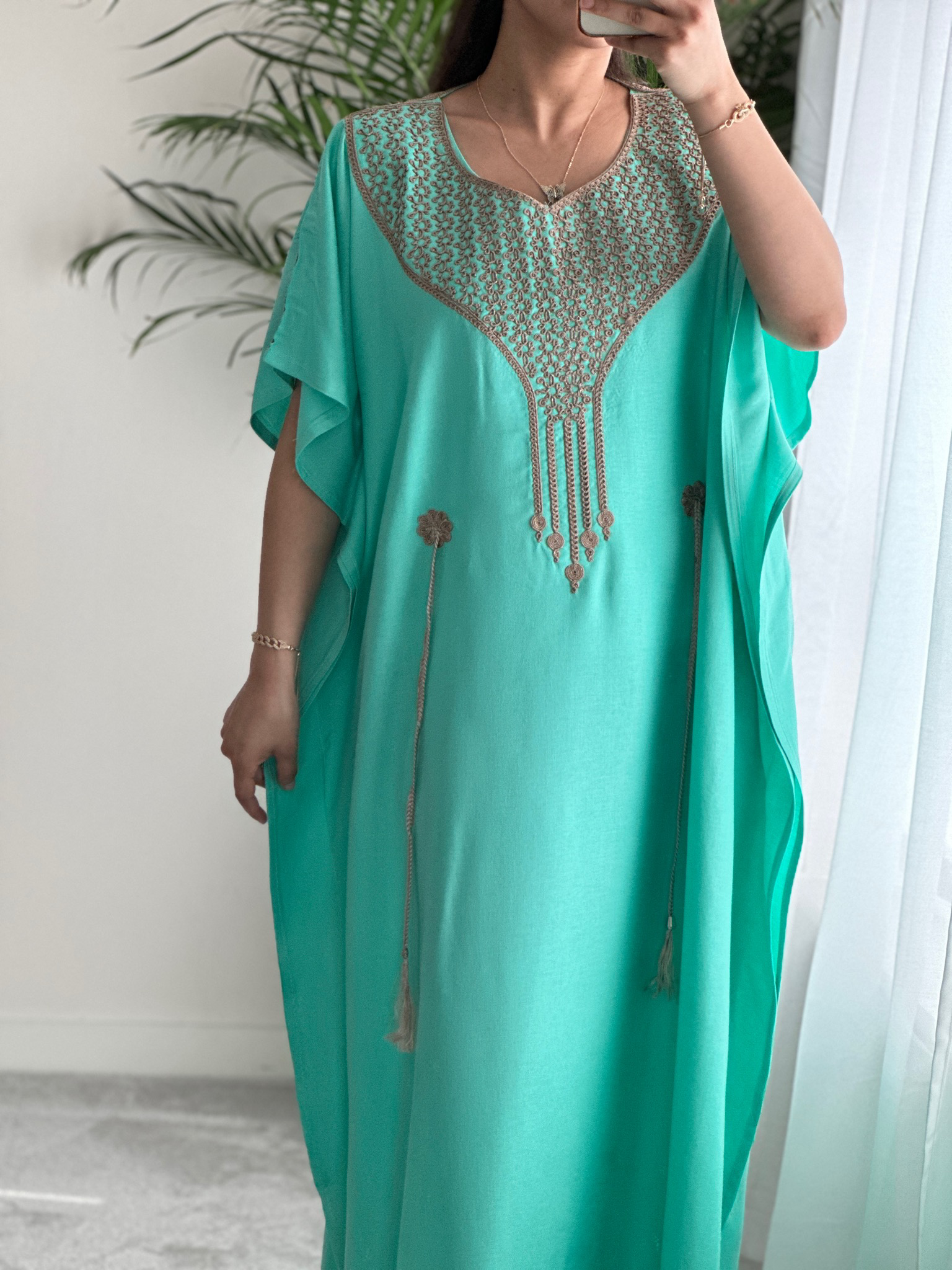 Premium Gandoura in Mint Green With belt