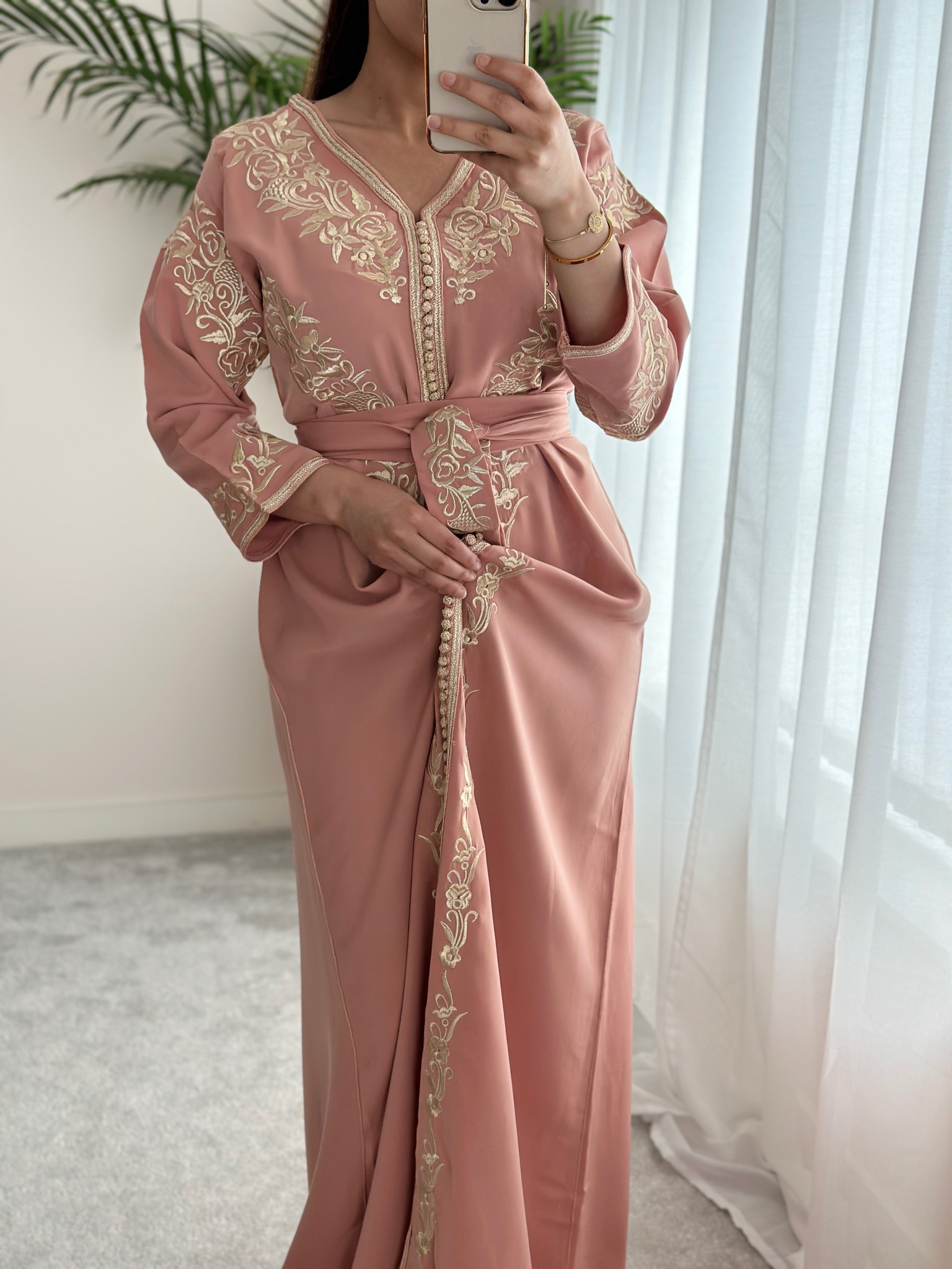 Eid Kaftan In Nude Pink