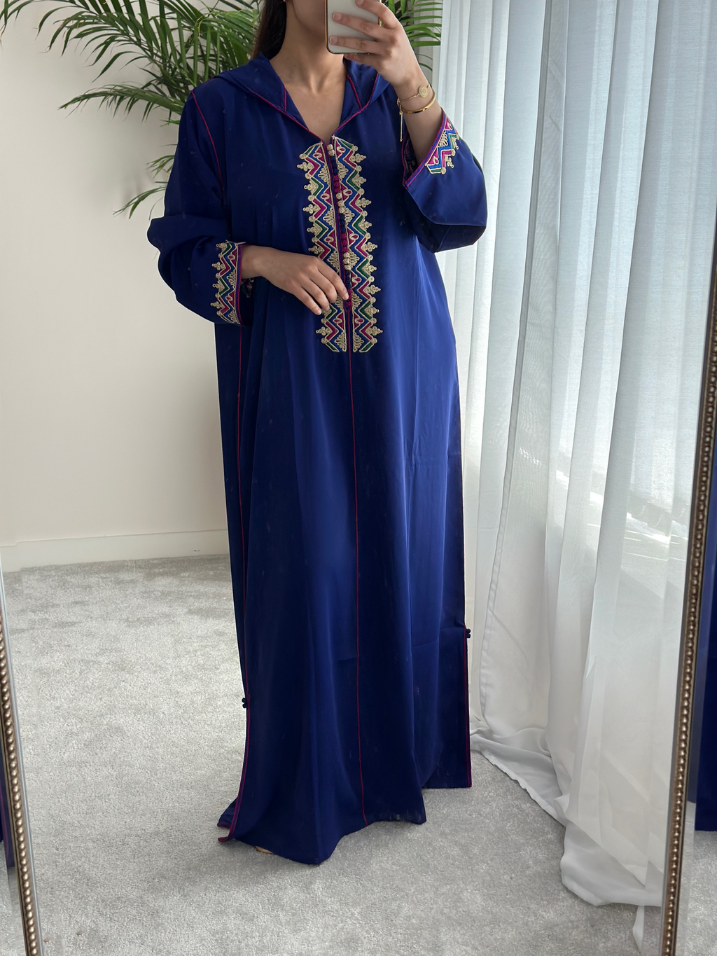 Moroccan Jellaba In Dark Blue