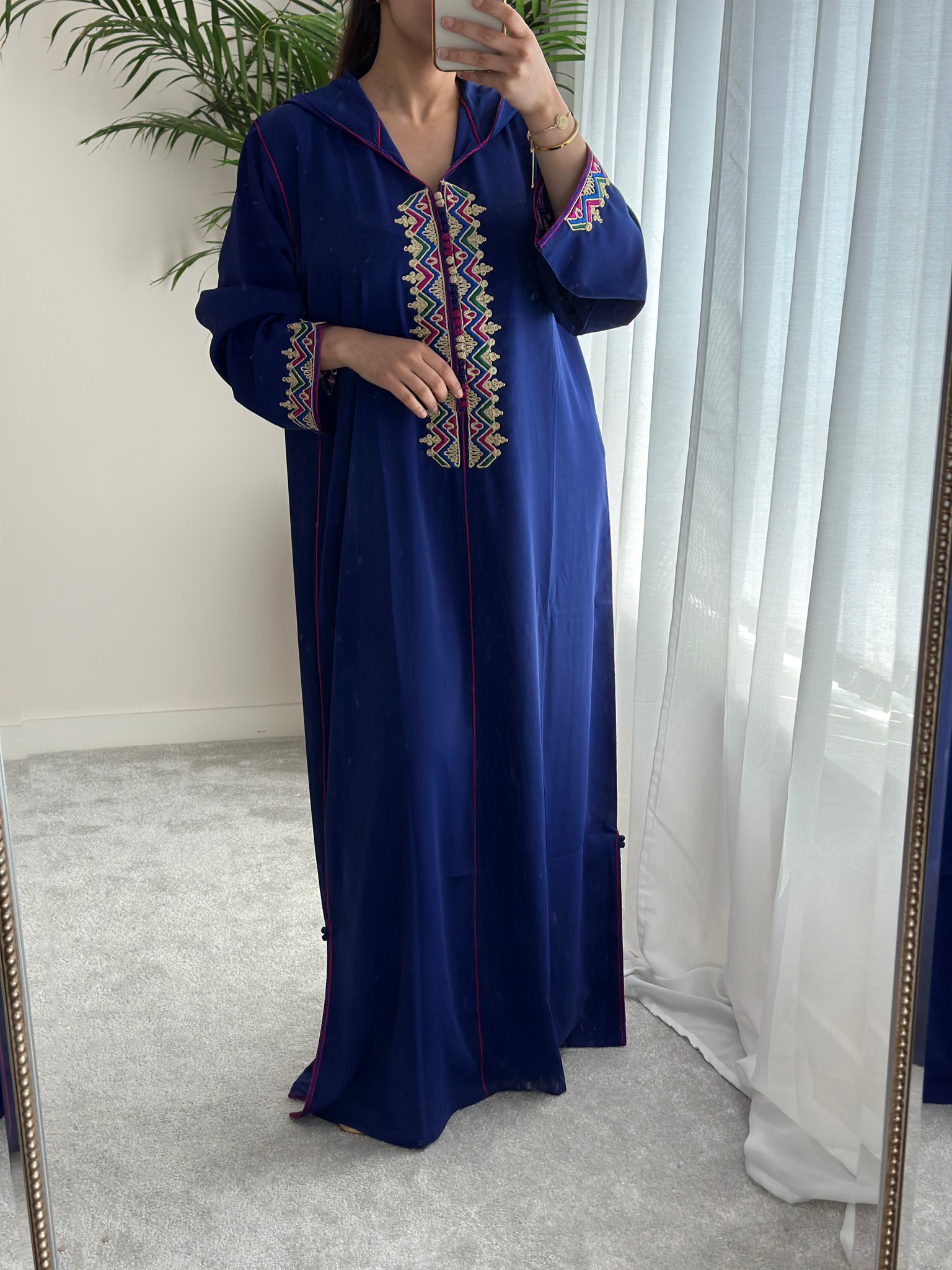 Moroccan Jellaba In Dark Blue