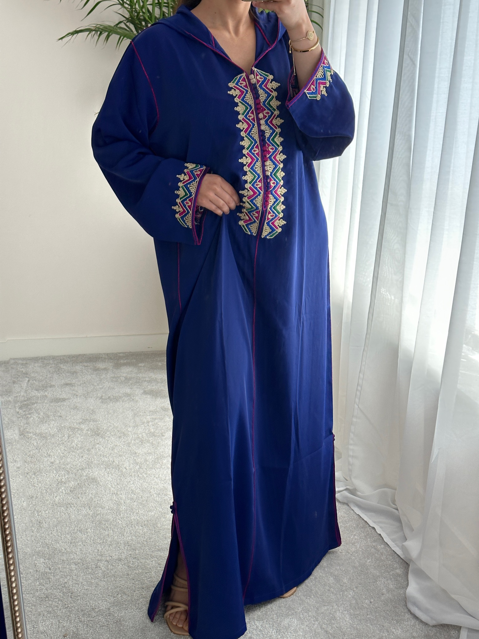 Moroccan Jellaba In Dark Blue