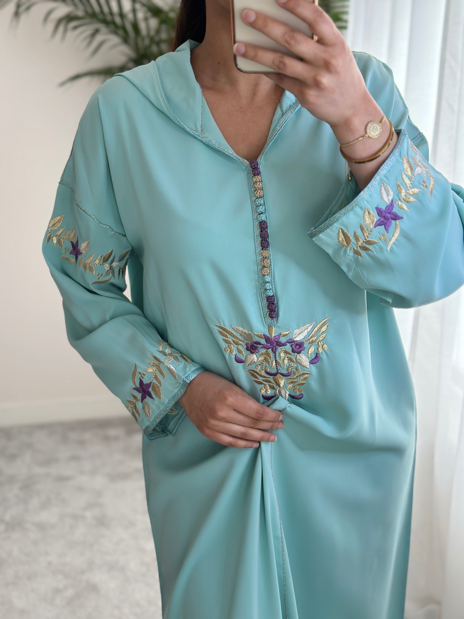 Moroccan Jellaba In Light Blue