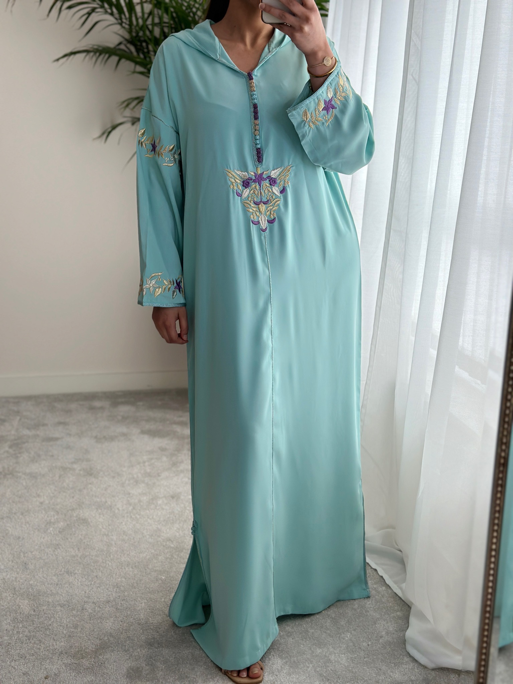 Moroccan Jellaba In Light Blue