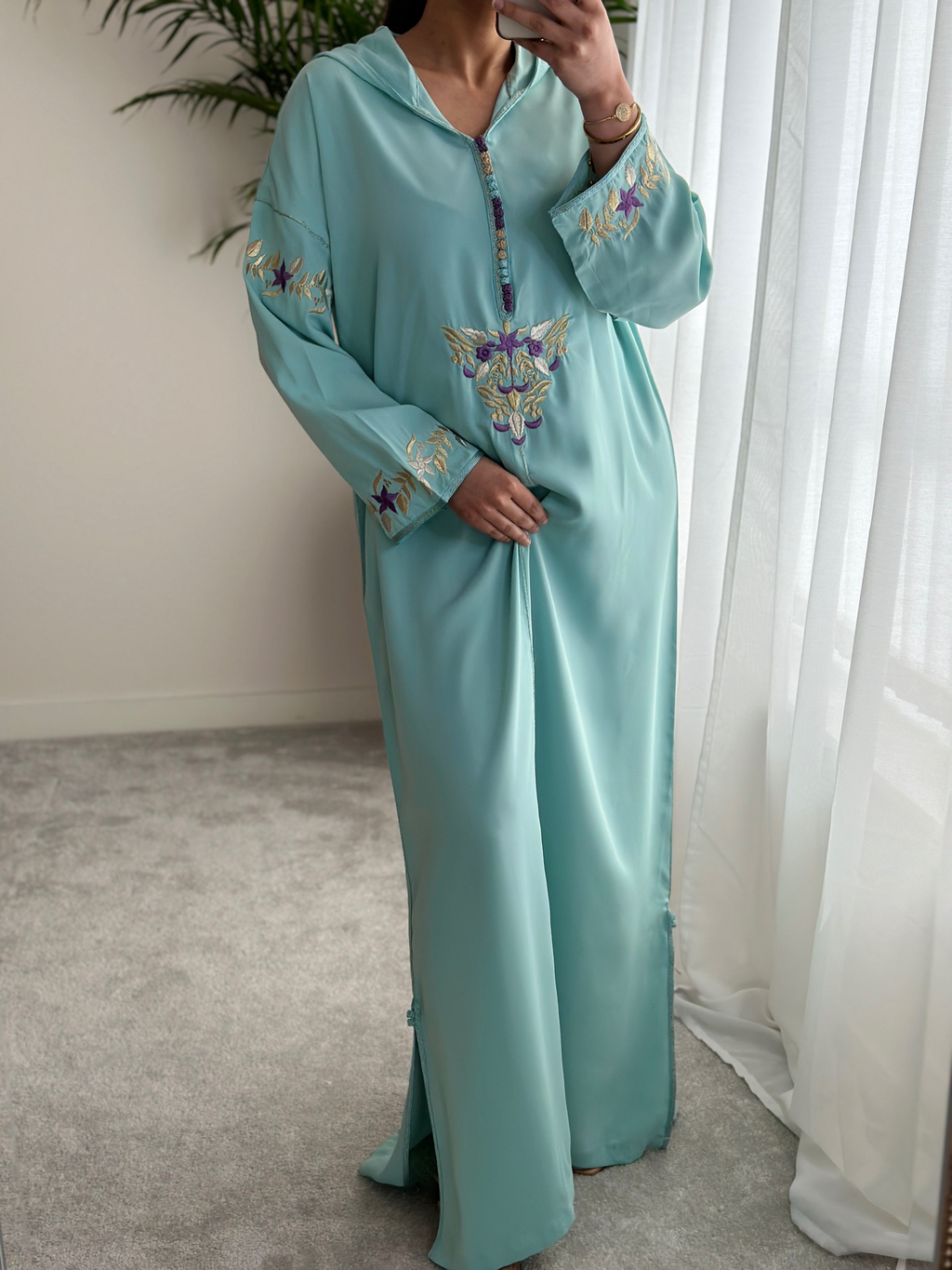 Moroccan Jellaba In Light Blue