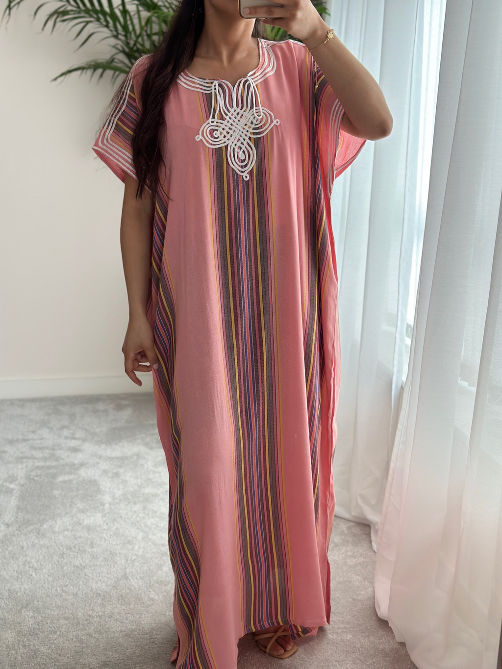 Moroccan Gandoura In Light Pink
