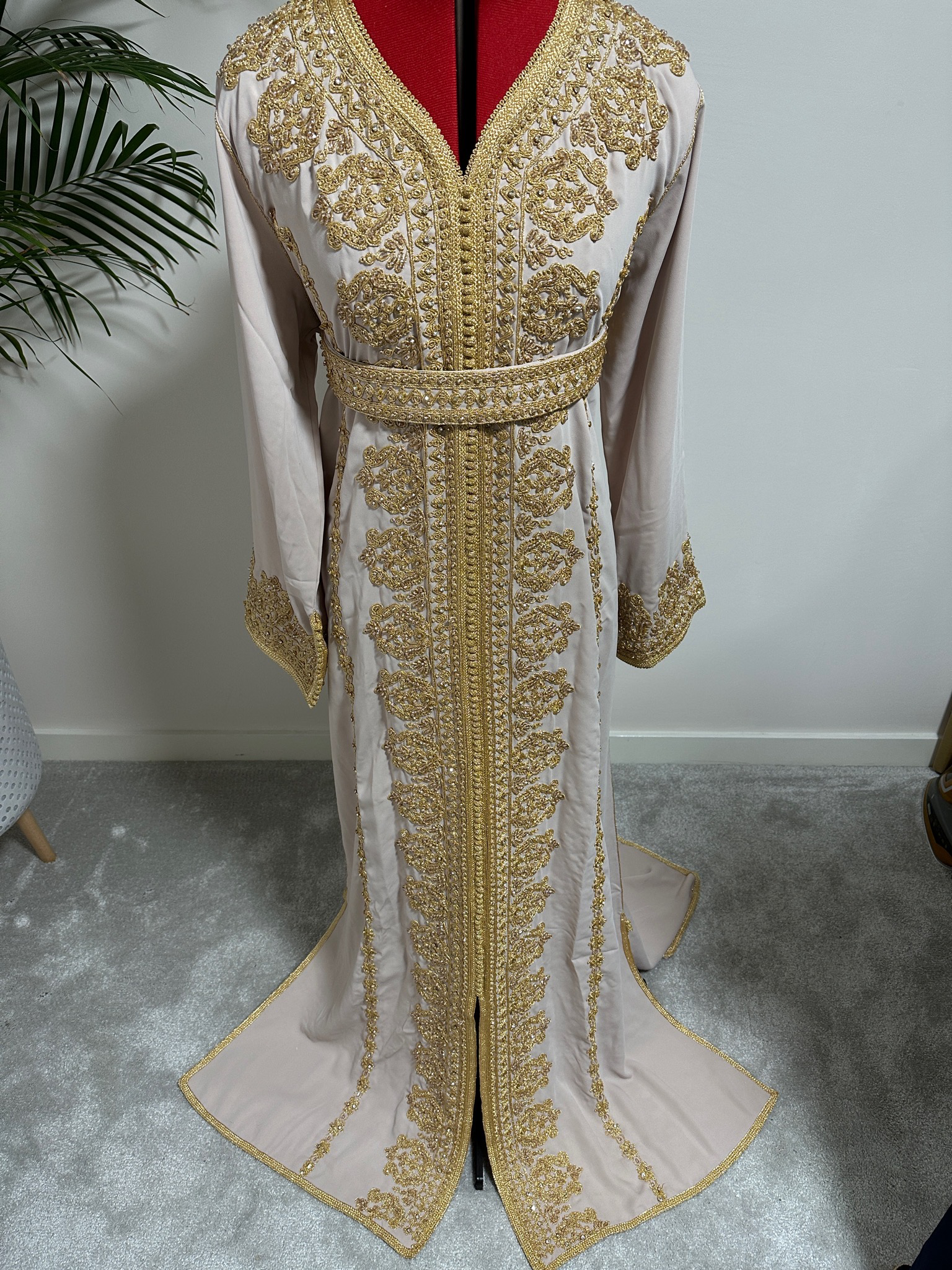 Kaftan KAMAR in Nude With Matching Belt
