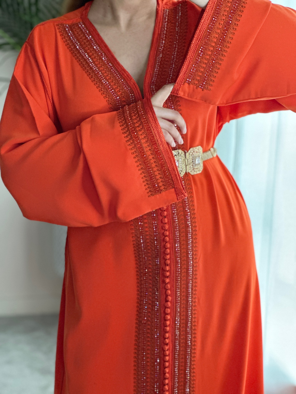 Kaftan Elegance in Neon Orange