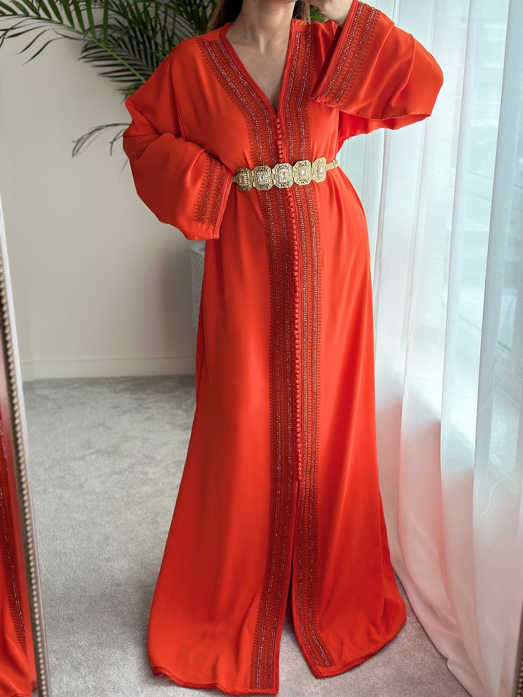 Kaftan Elegance in Neon Orange