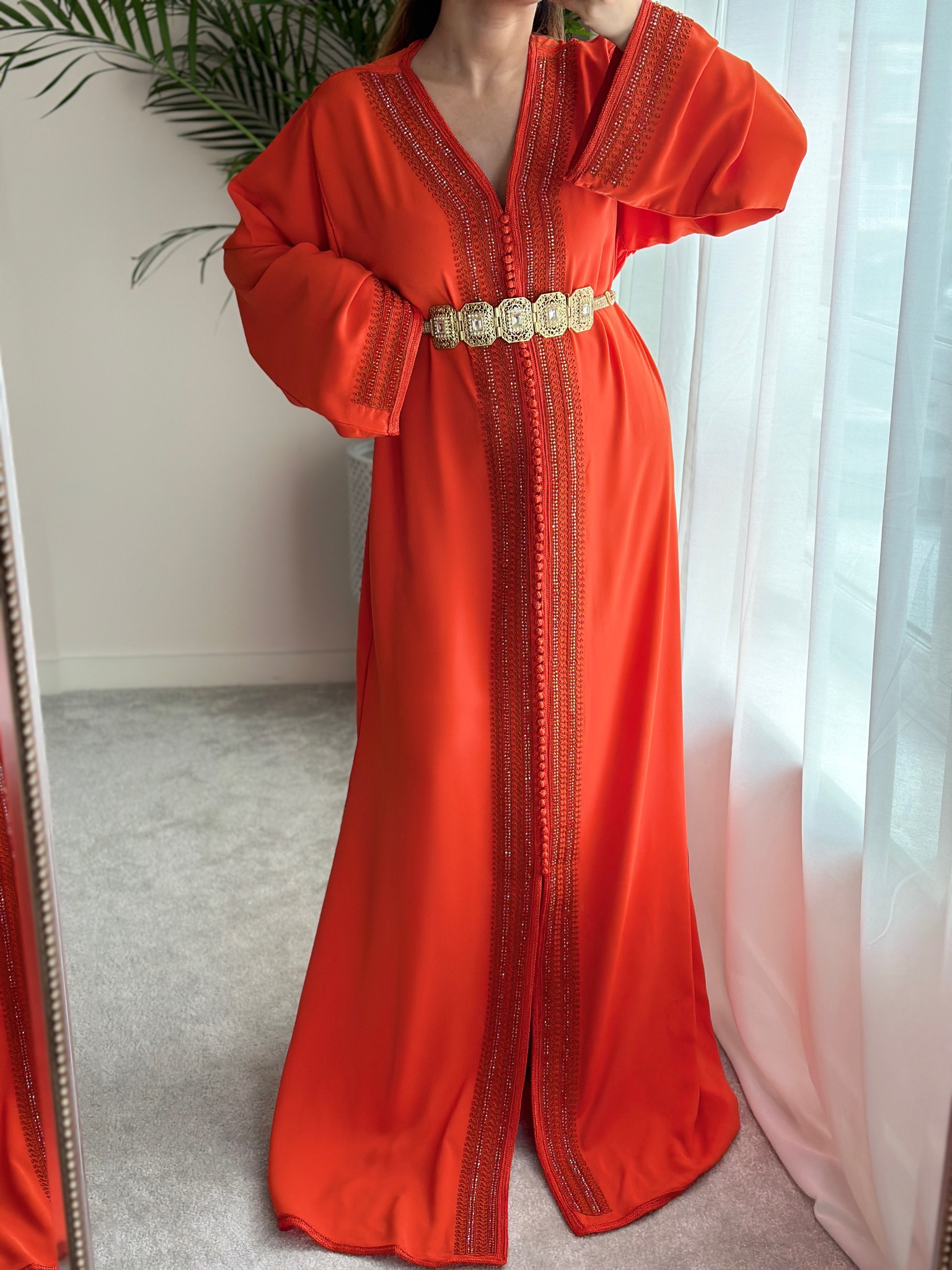 Kaftan Elegance in Neon Orange
