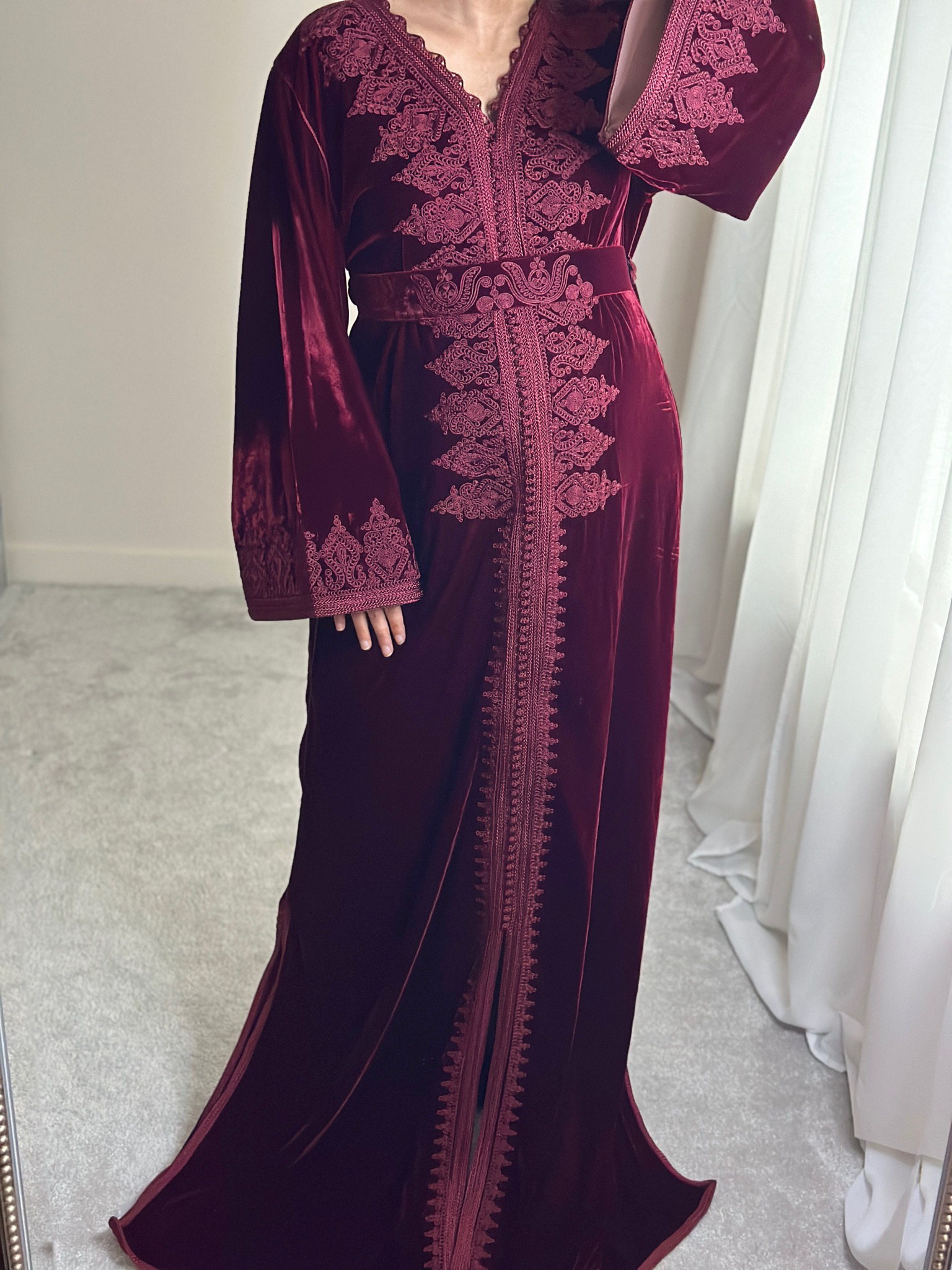 Kaftan Velvet In Burgundy