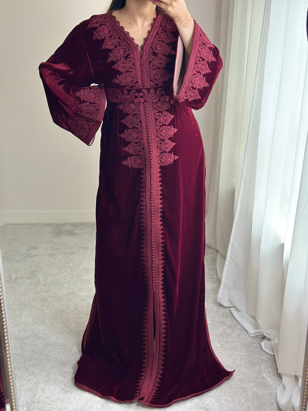 Kaftan Velvet In Burgundy