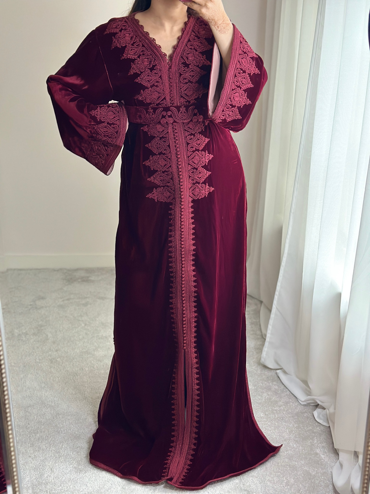 Kaftan Velvet In Burgundy