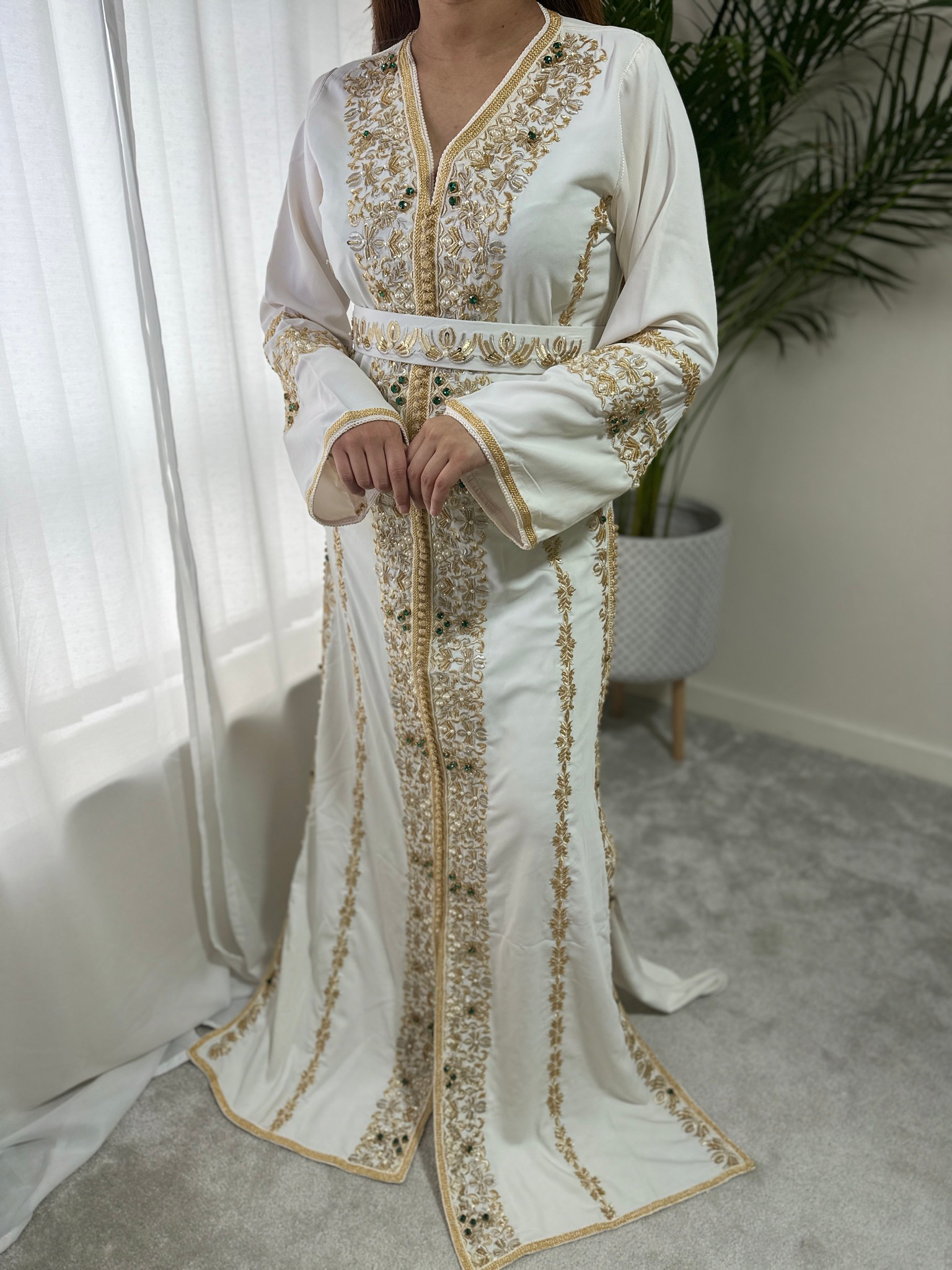 Bridal White Gold Kaftan